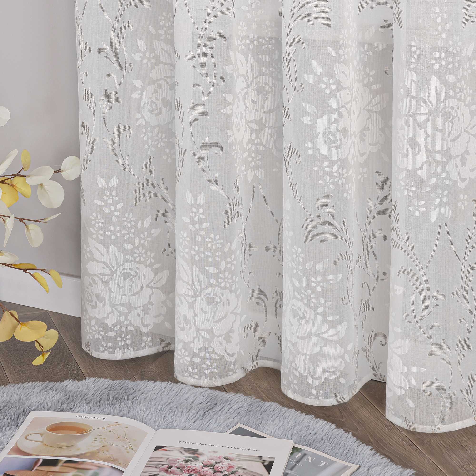 Vorhang mit Kräuselband Voile Gardine Ausbrenner Fensterschal Transparent Schlafzimmer Wohnzimmer 1 Stück - Joyswahl