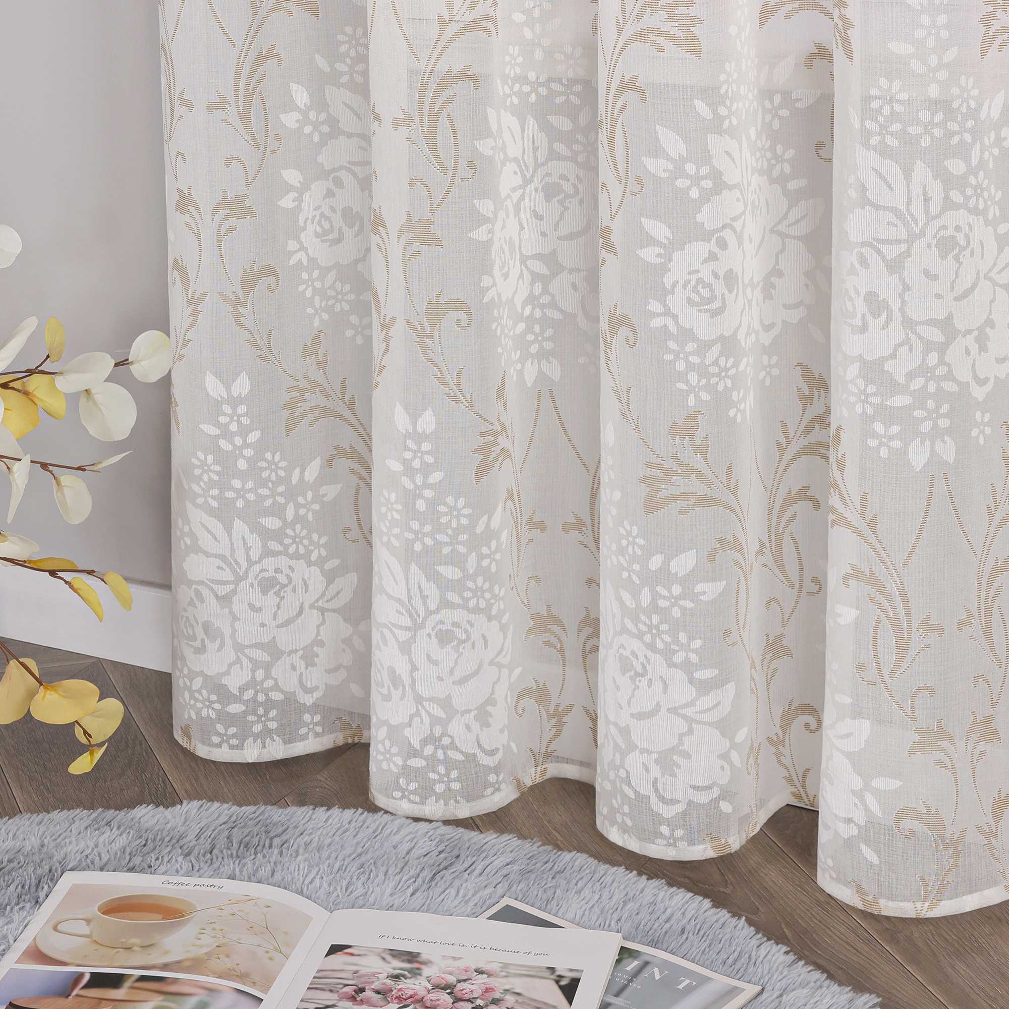 Vorhang mit Kräuselband Voile Gardine Ausbrenner Fensterschal Transparent Schlafzimmer Wohnzimmer 1 Stück - Joyswahl