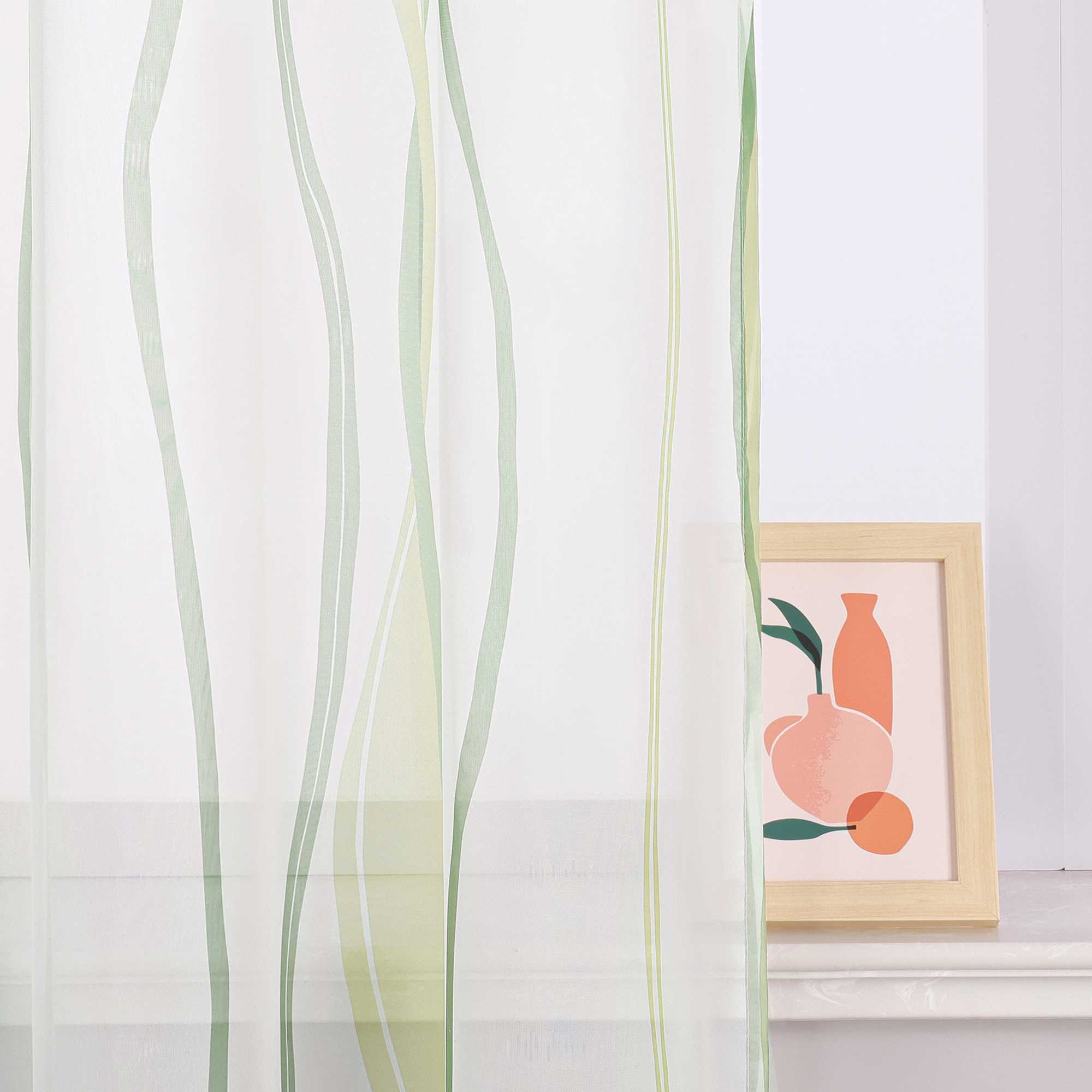 Vorhang Schlaufenschal aus Polyester mit bunten Wellenmustern tranparent 1 stück - Joyswahl