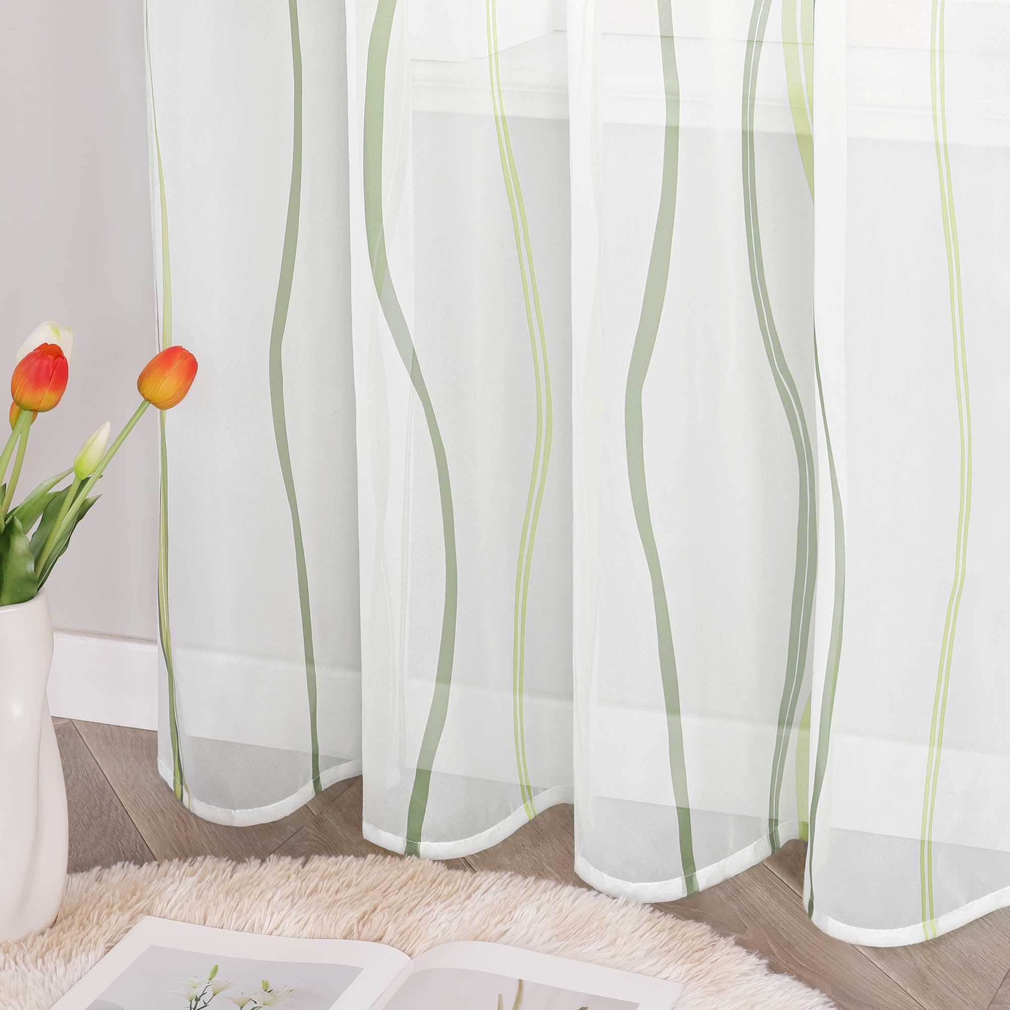 Vorhang Schlaufenschal aus Polyester mit bunten Wellenmustern tranparent 1 stück - Joyswahl