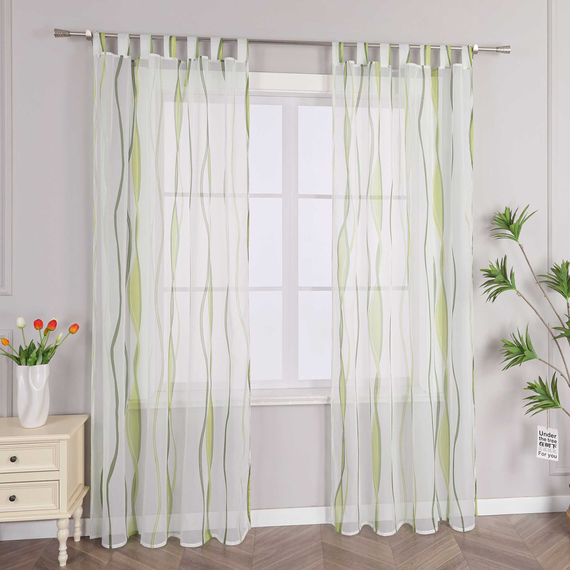 Vorhang Schlaufenschal aus Polyester mit bunten Wellenmustern tranparent 1 stück - Joyswahl