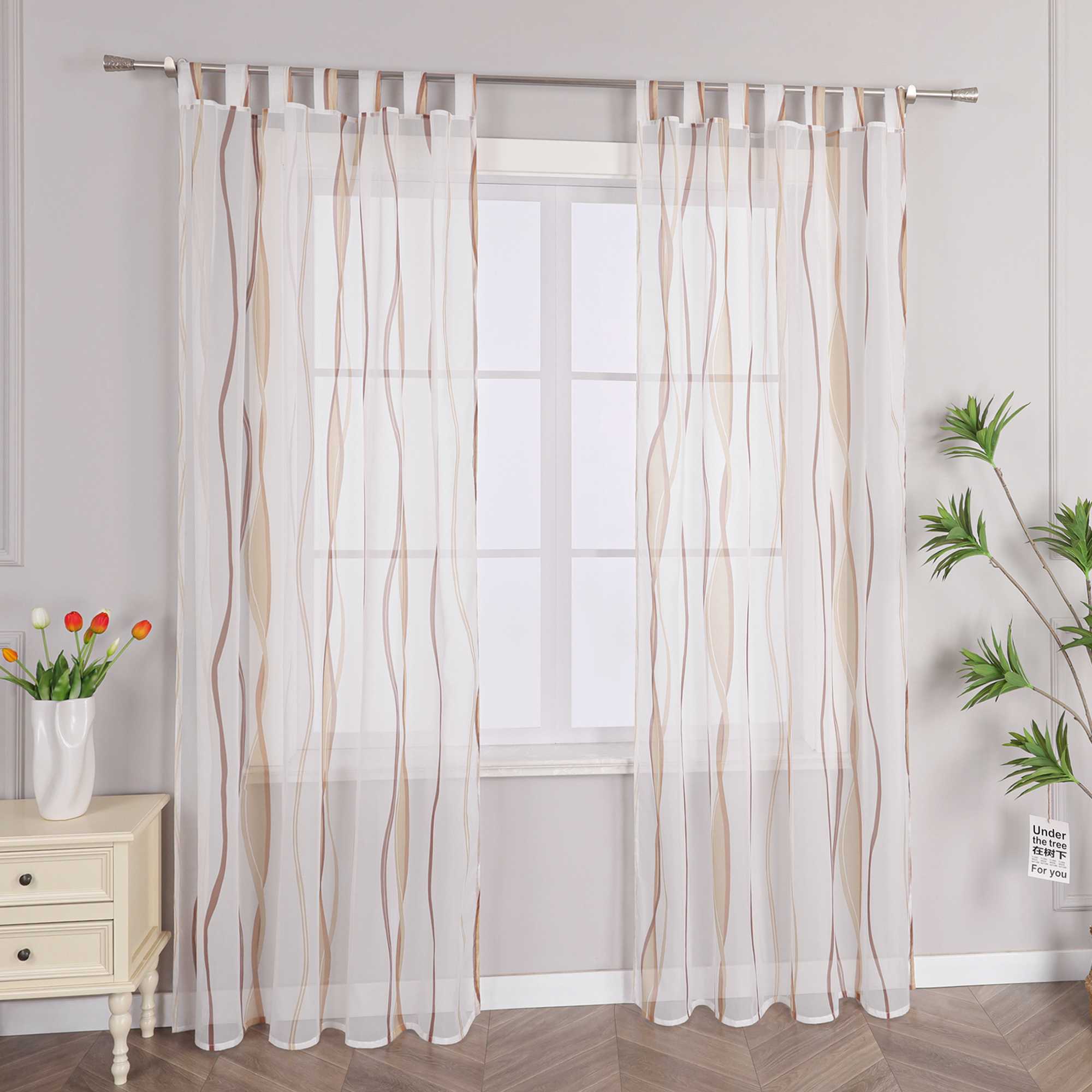 Vorhang Schlaufenschal aus Polyester mit bunten Wellenmustern tranparent 1 stück - Joyswahl