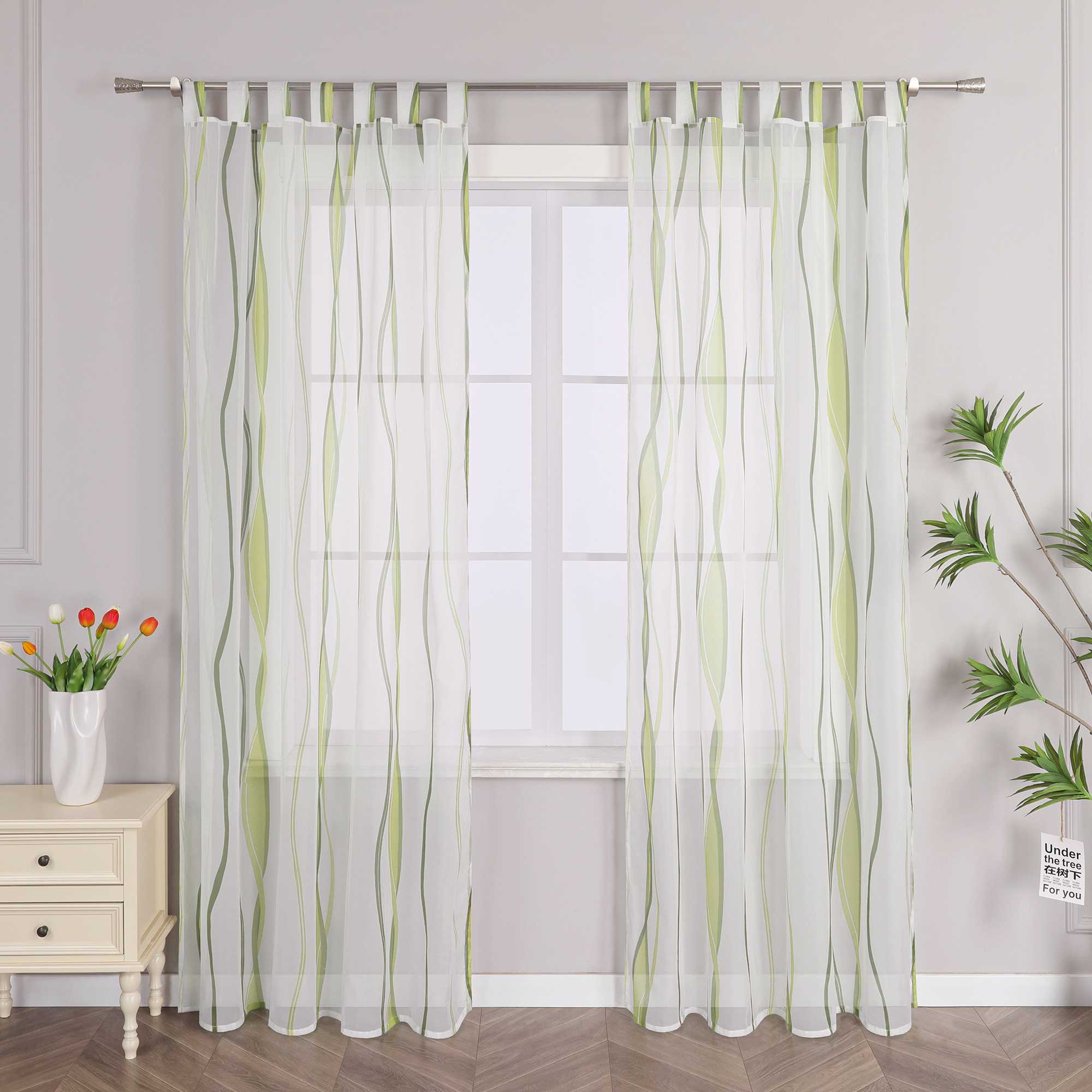 Vorhang Schlaufenschal aus Polyester mit bunten Wellenmustern tranparent 1 stück - Joyswahl