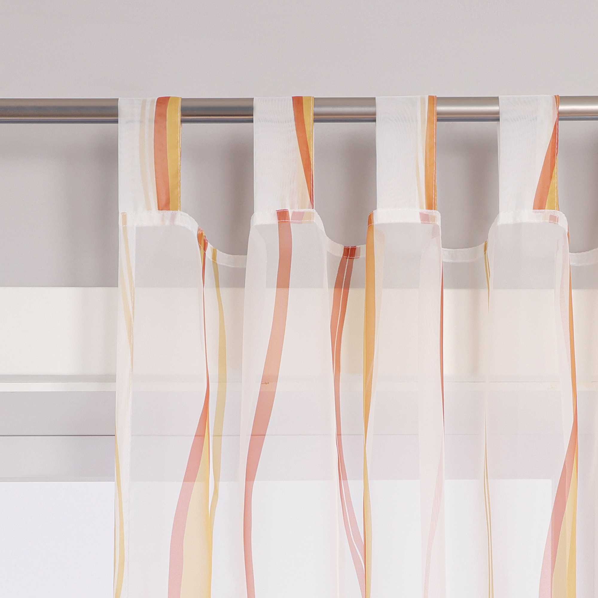 Vorhang Schlaufenschal aus Polyester mit bunten Wellenmustern tranparent 1 stück - Joyswahl