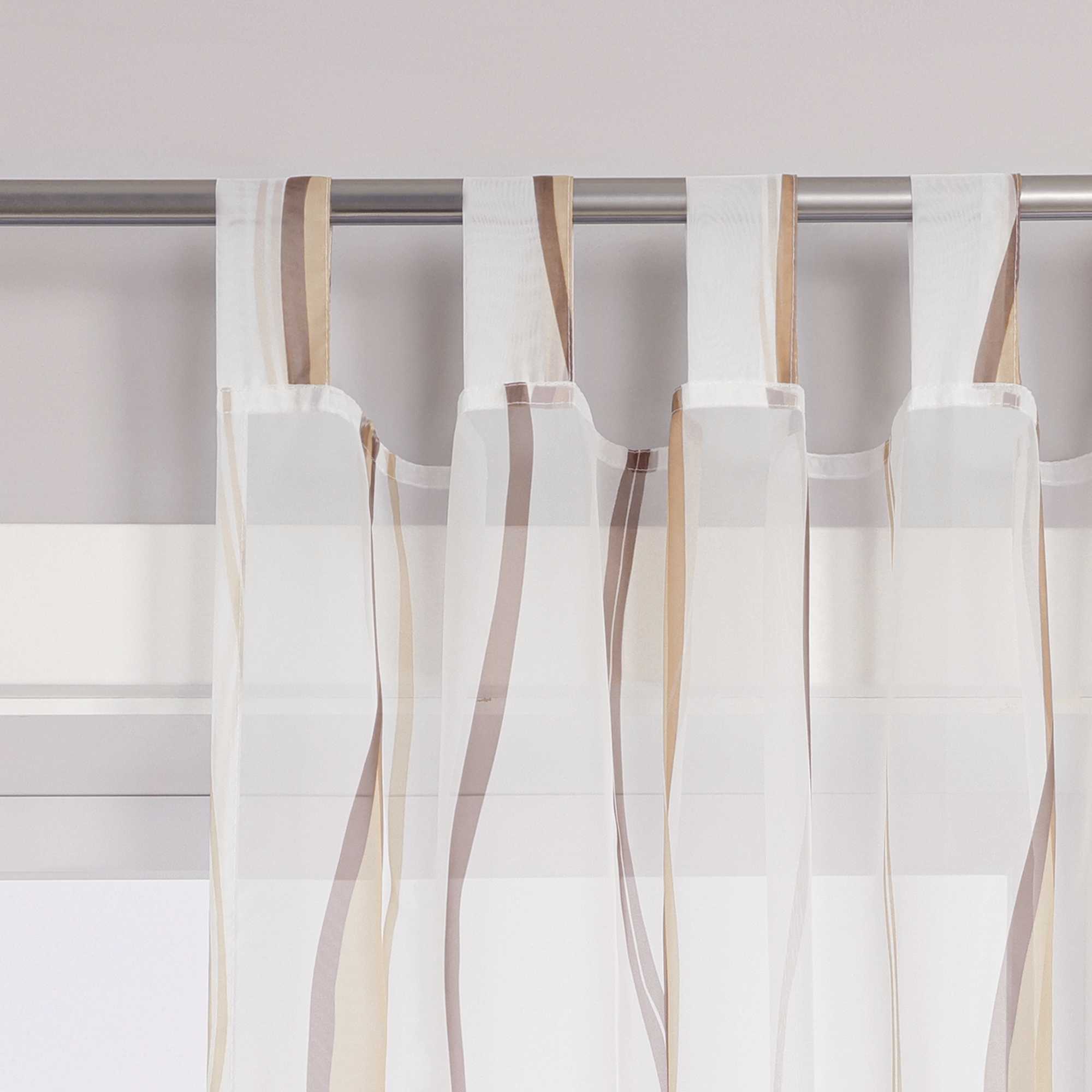 Vorhang Schlaufenschal aus Polyester mit bunten Wellenmustern tranparent 1 stück - Joyswahl