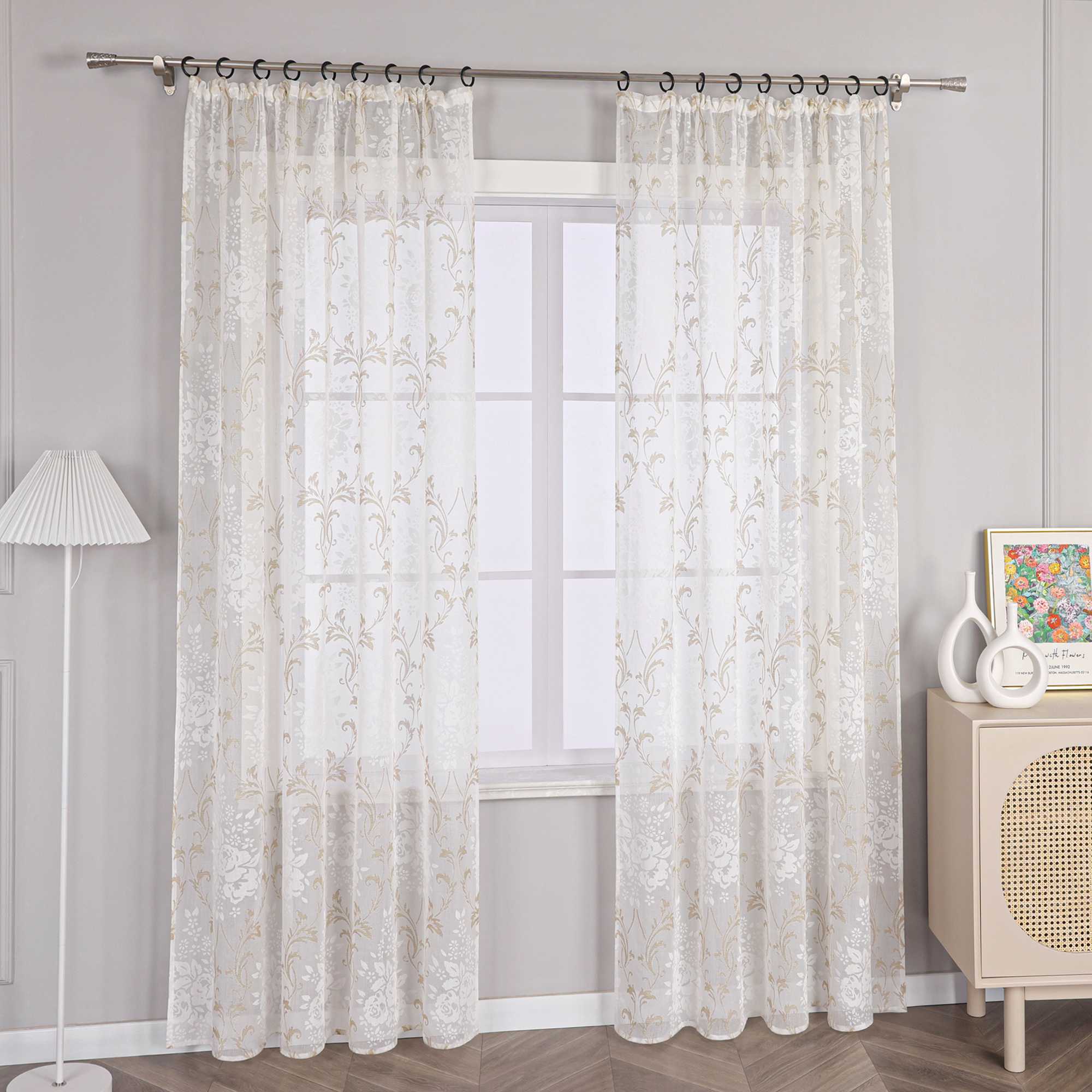 Vorhang mit Kräuselband Voile Gardine Ausbrenner Fensterschal Transparent Schlafzimmer Wohnzimmer 1 Stück - Joyswahl