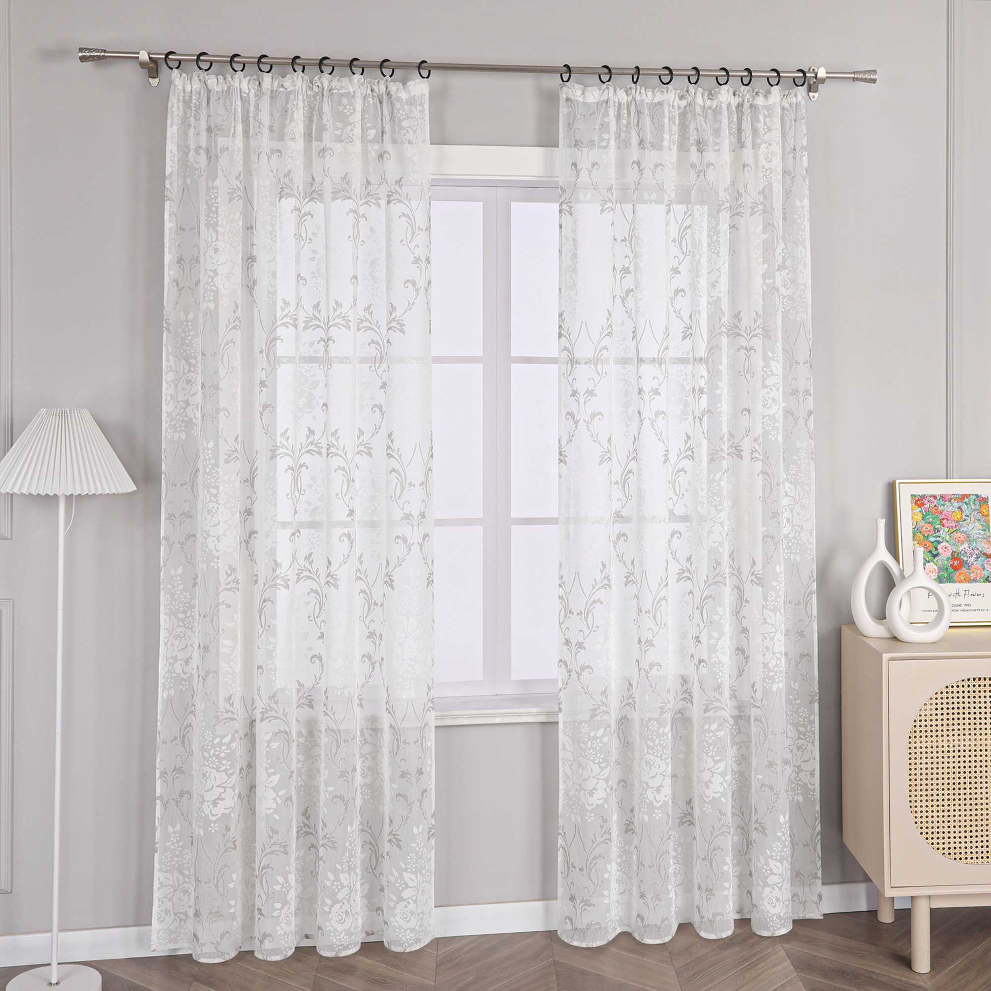 Vorhang mit Kräuselband Voile Gardine Ausbrenner Fensterschal Transparent Schlafzimmer Wohnzimmer 1 Stück - Joyswahl