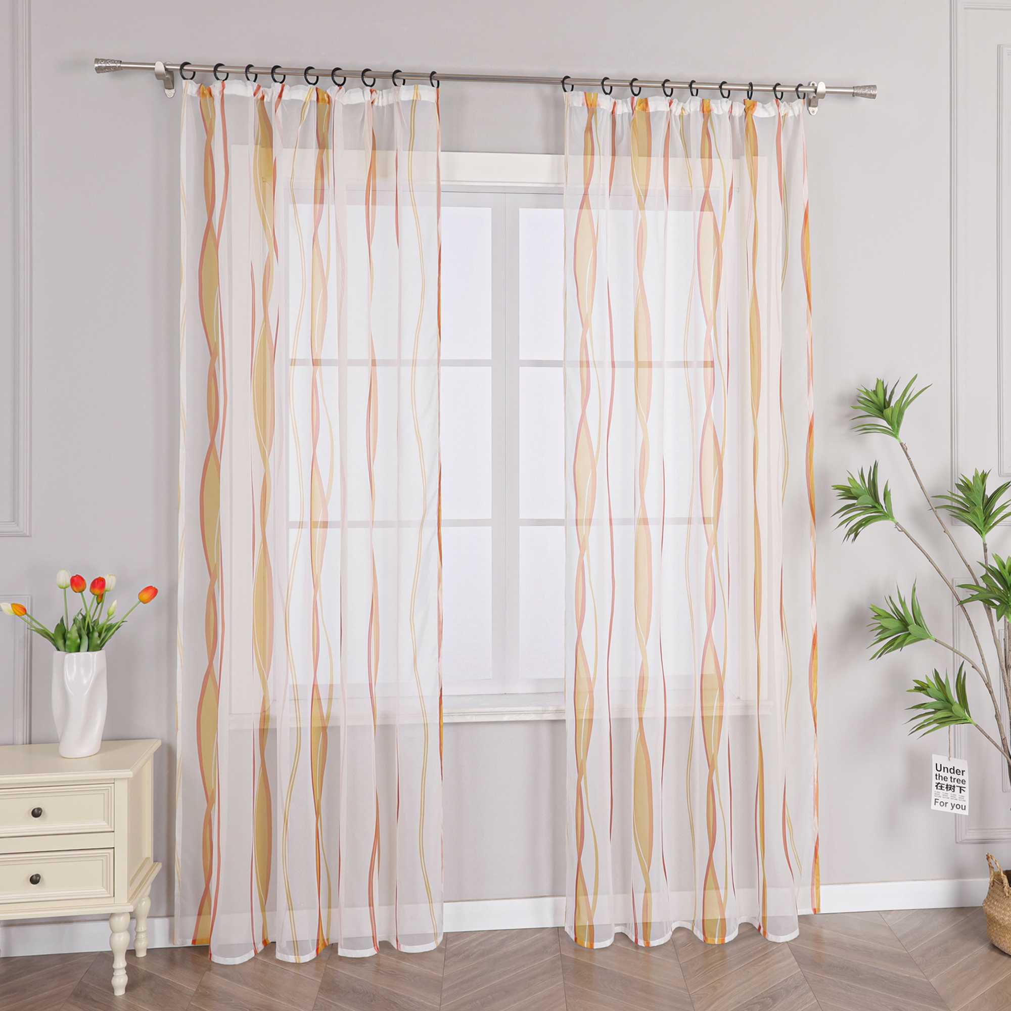 Vorhang Kräuselband aus Polyester mit bunten Wellenmustern tranparent 1 stück - Joyswahl