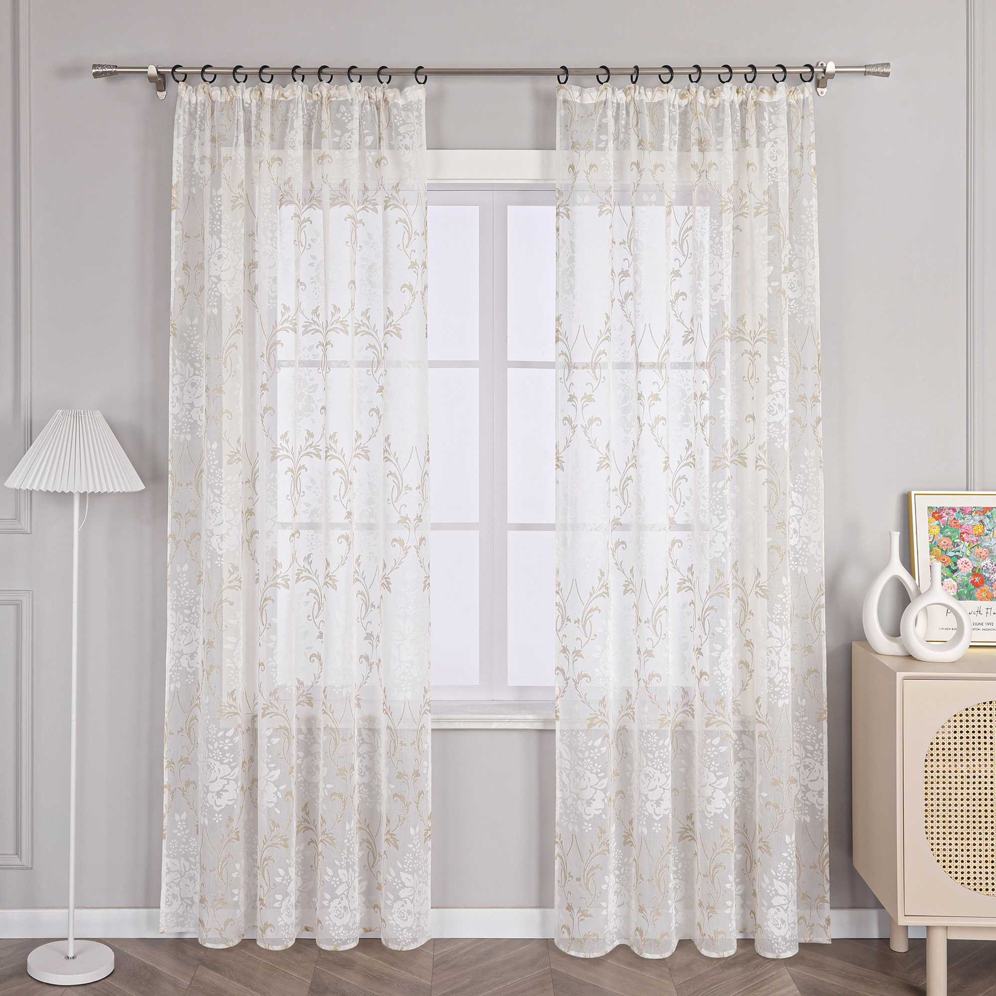 Vorhang mit Kräuselband Voile Gardine Ausbrenner Fensterschal Transparent Schlafzimmer Wohnzimmer 1 Stück - Joyswahl