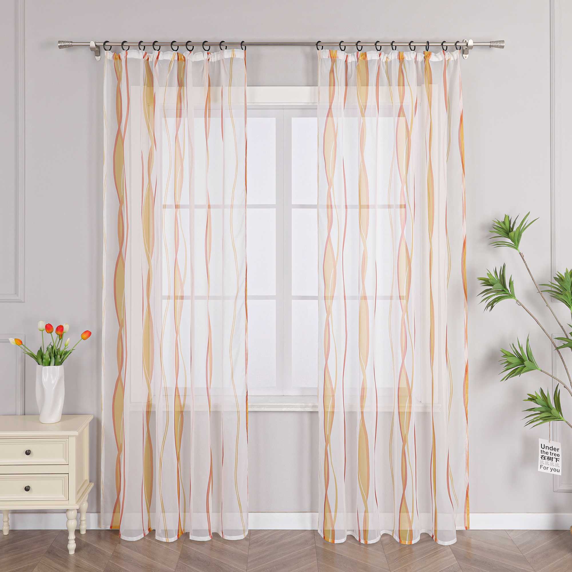 Vorhang Kräuselband aus Polyester mit bunten Wellenmustern tranparent 1 stück - Joyswahl