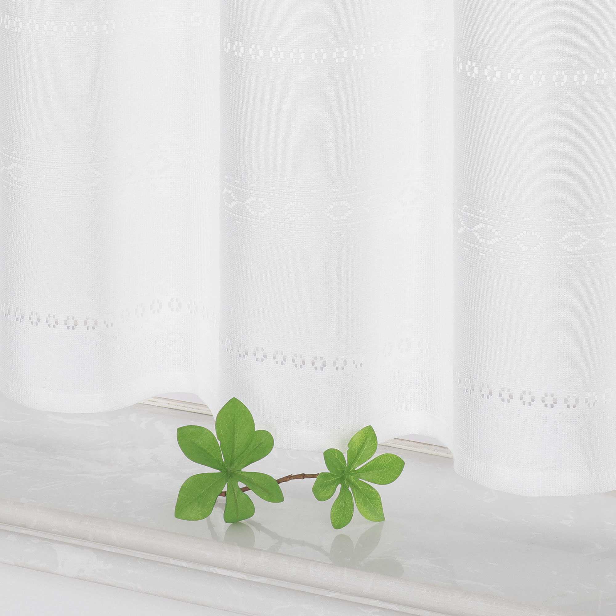 Transparente Scheibengardine mit Rautenprägung und Quaste 1 Stück