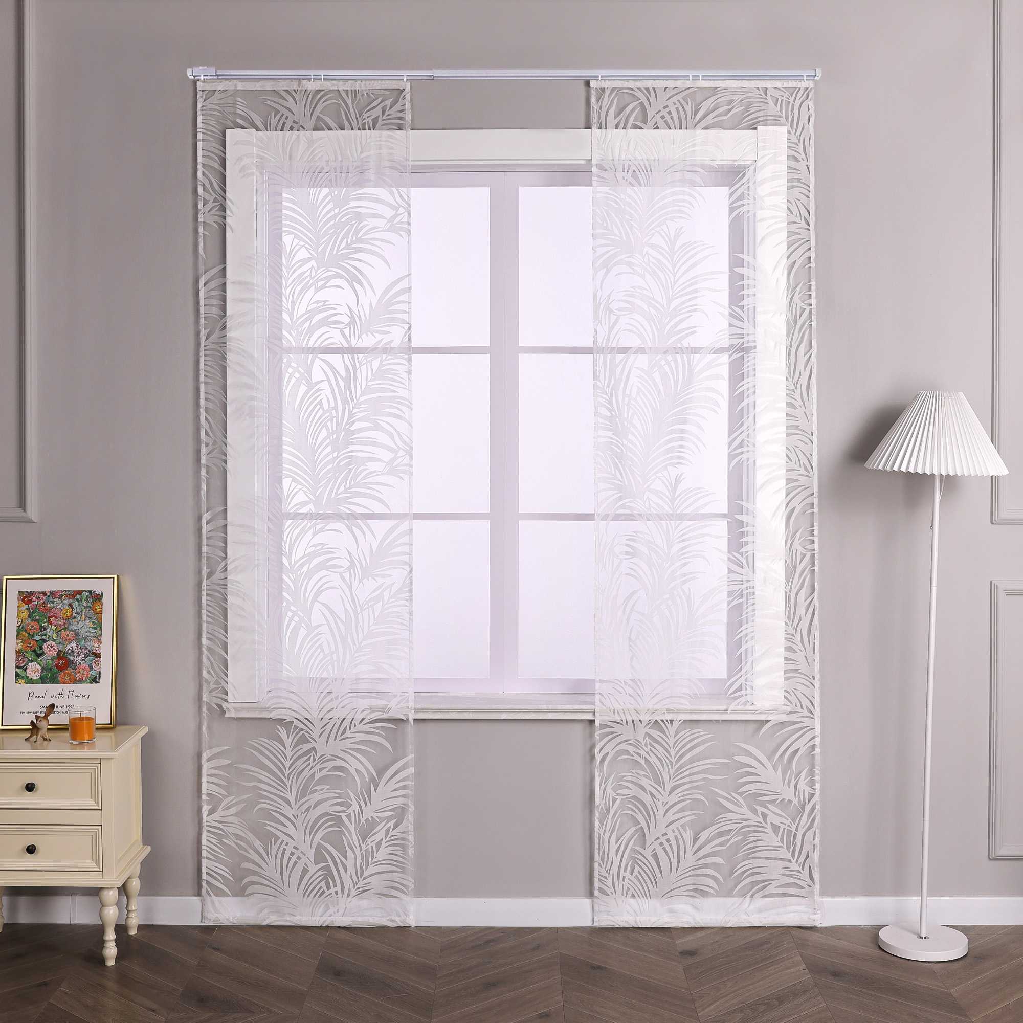 2er Set Schiebegardinen für Schienensystem mit Ingwerblattmuster - Joyswahl