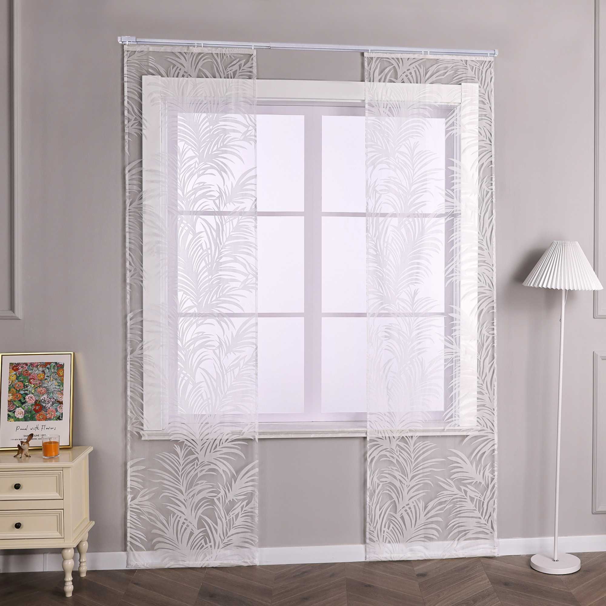 2er Set Schiebegardinen für Schienensystem mit Ingwerblattmuster - Joyswahl