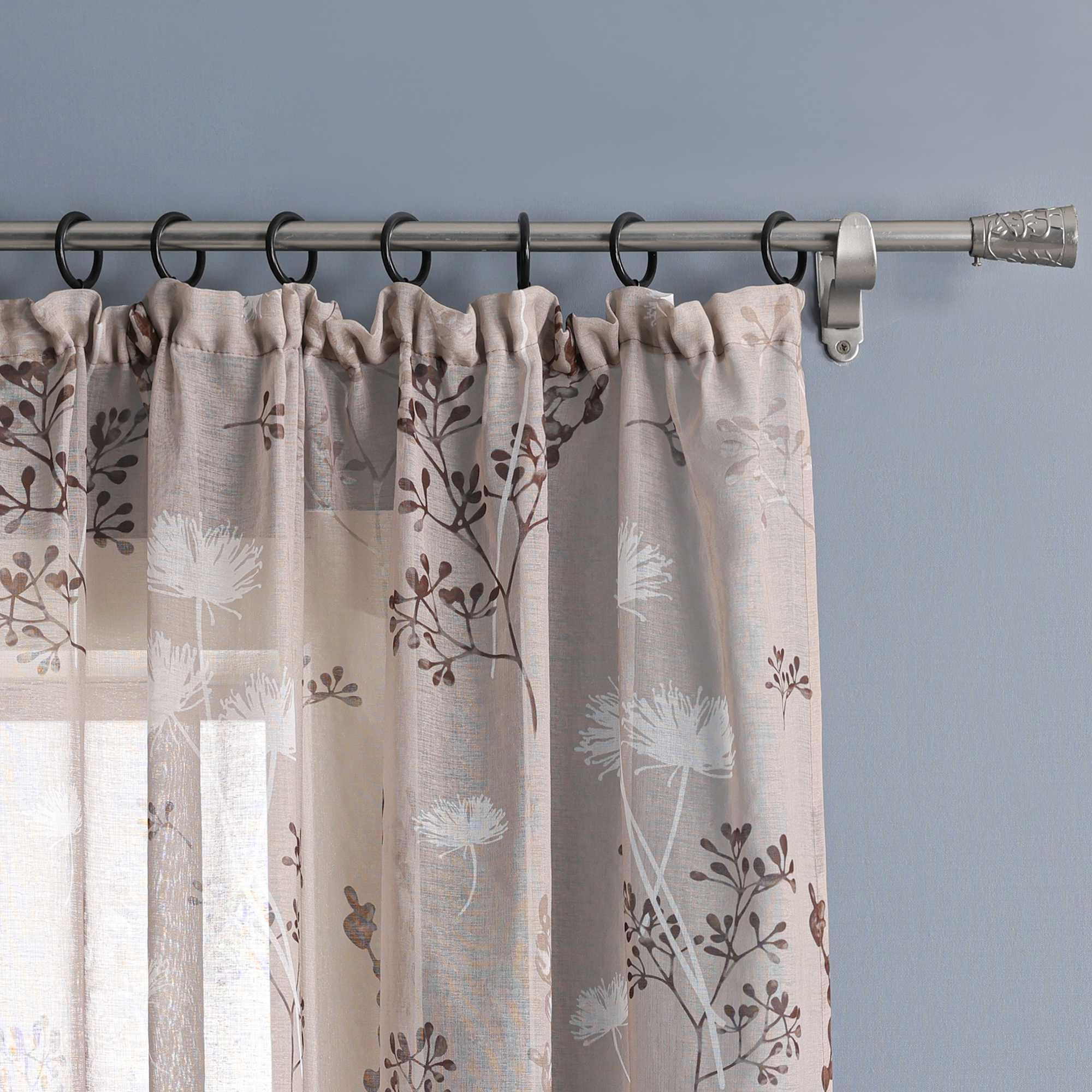 Transparente Vorhang aus Polyester durch Kräuselband mit Unregelmäßigen botanischen Mustern 1 stück - Joyswahl