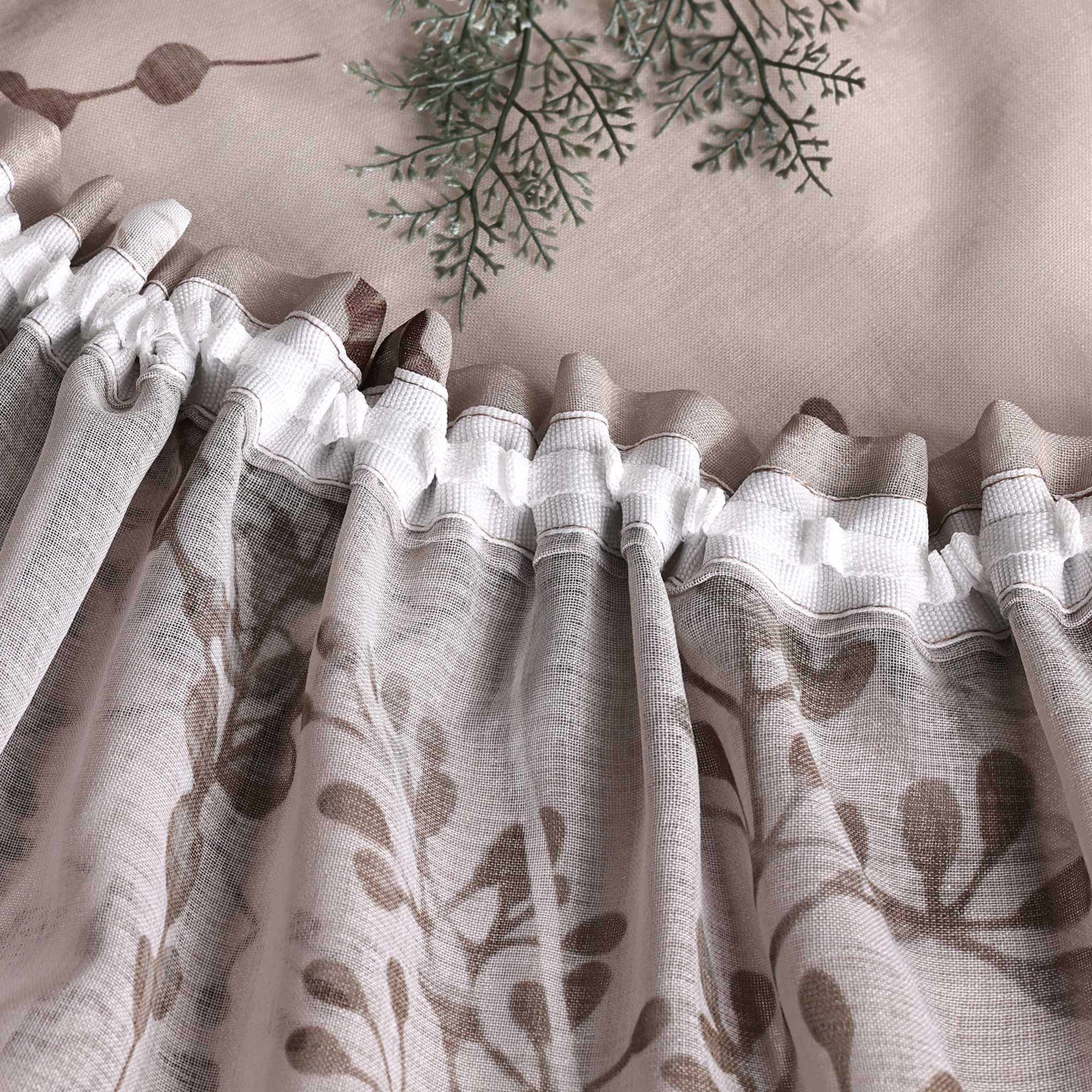 Transparente Vorhang aus Polyester durch Kräuselband mit Unregelmäßigen botanischen Mustern 1 stück - Joyswahl