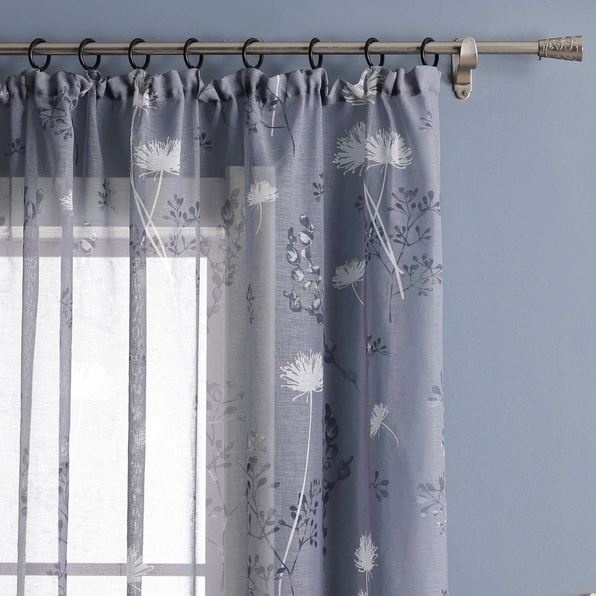 Transparente Vorhang aus Polyester durch Kräuselband mit Unregelmäßigen botanischen Mustern 1 stück - Joyswahl