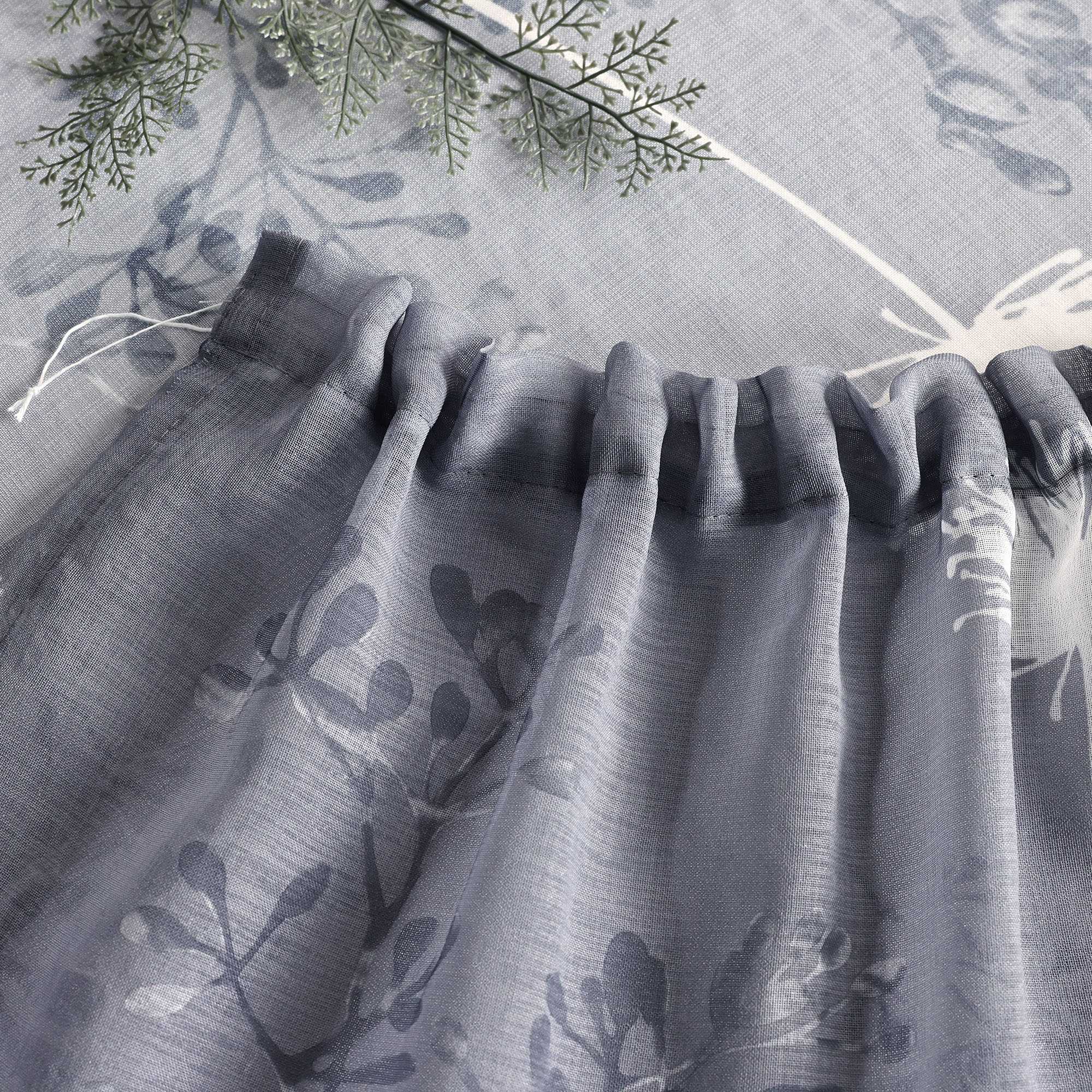 Transparente Vorhang aus Polyester durch Kräuselband mit Unregelmäßigen botanischen Mustern 1 stück - Joyswahl