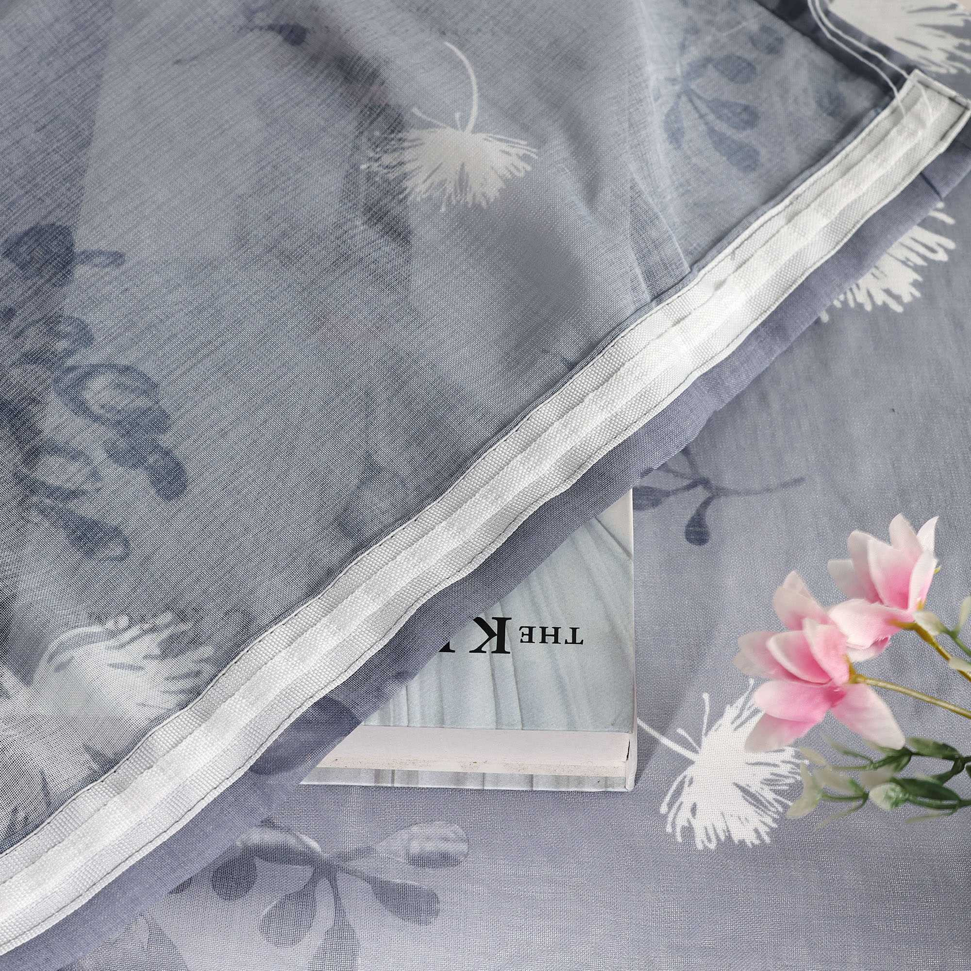 Transparente Vorhang aus Polyester durch Kräuselband mit Unregelmäßigen botanischen Mustern 1 stück - Joyswahl