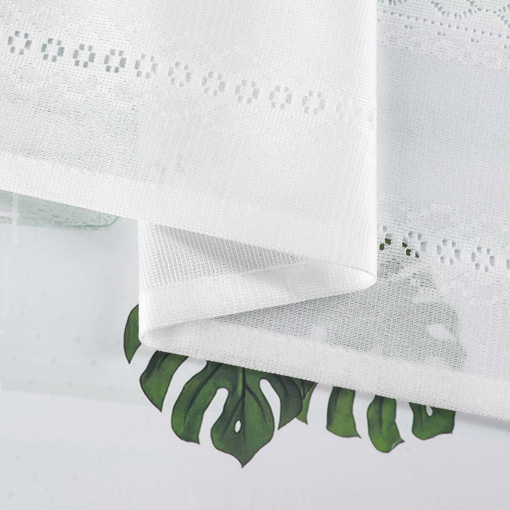 Transparente Scheibengardine mit Rautenprägung und Quaste 1 Stück