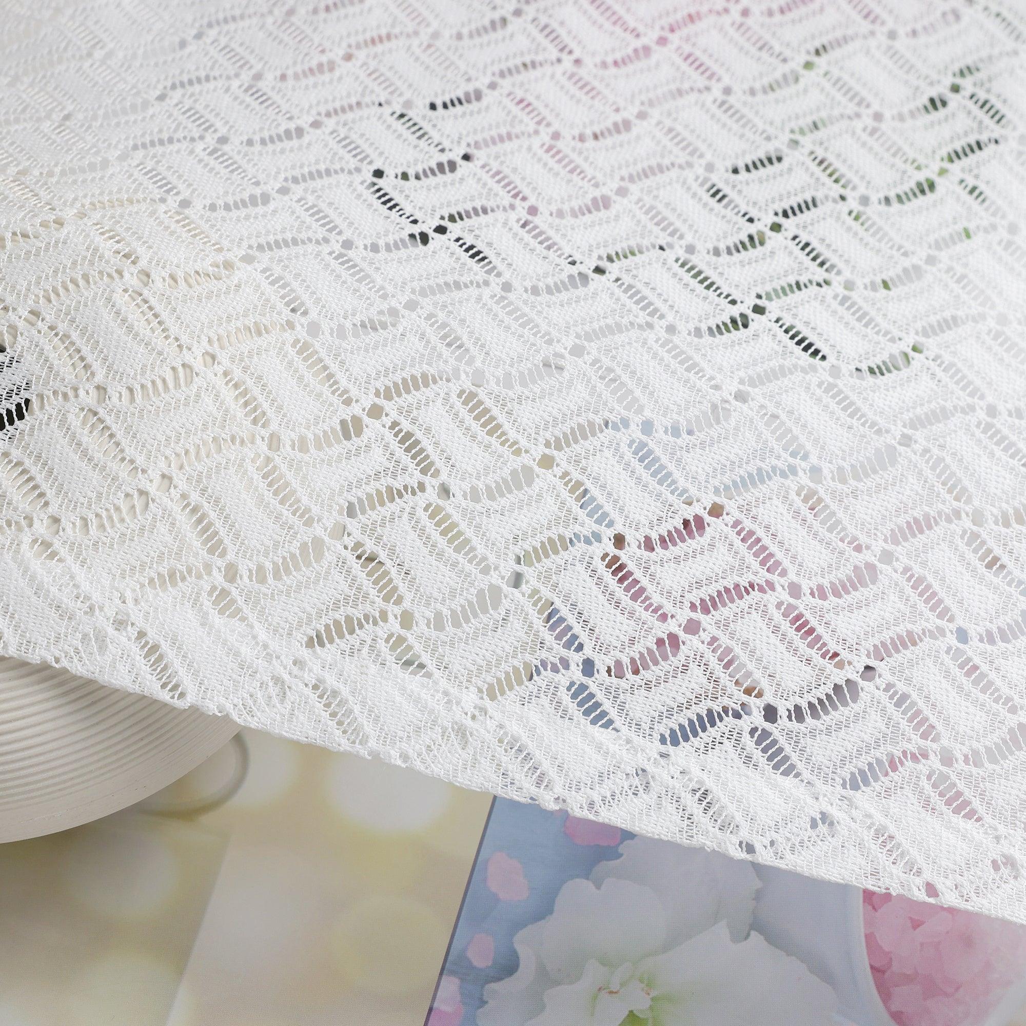 2er Set Scheibengardinen Jacquard Bistrogardine durch Tunnelzug Kurzgardinen Halbtransparent Weiß - Joyswahl