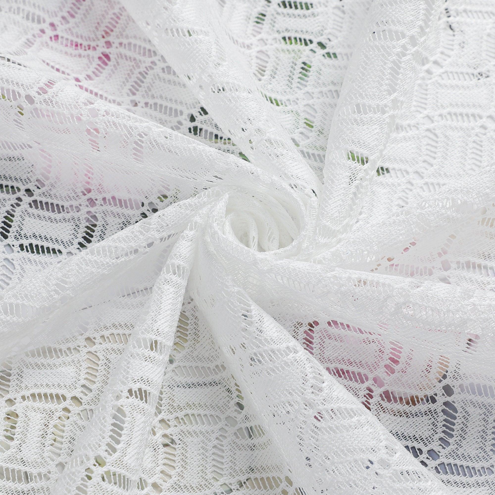 2er Set Scheibengardinen Jacquard Bistrogardine durch Tunnelzug Kurzgardinen Halbtransparent Weiß - Joyswahl