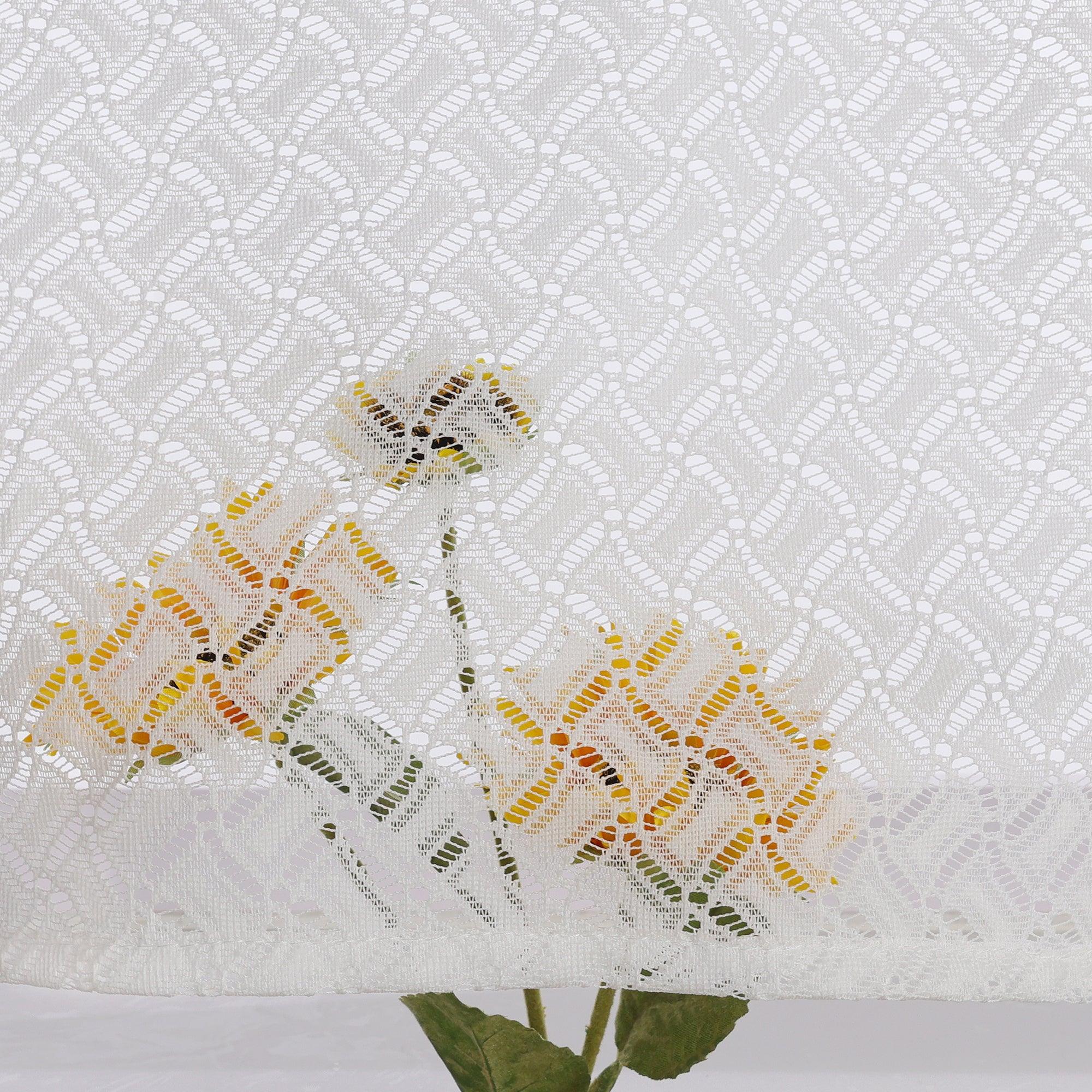 2er Set Scheibengardinen Jacquard Bistrogardine durch Tunnelzug Kurzgardinen Halbtransparent Weiß - Joyswahl