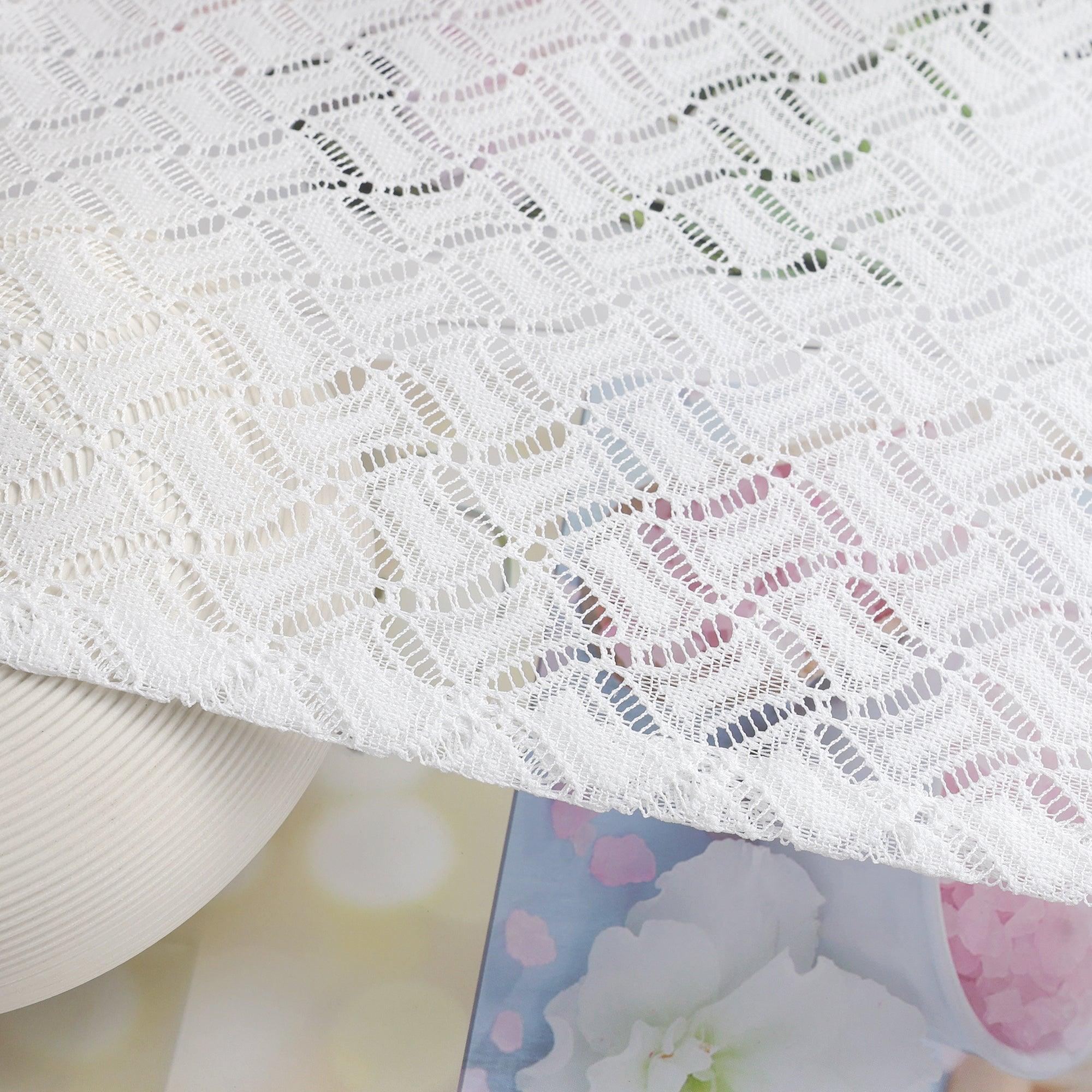 2er Set Scheibengardinen Jacquard Bistrogardine durch Tunnelzug Kurzgardinen Halbtransparent Weiß - Joyswahl