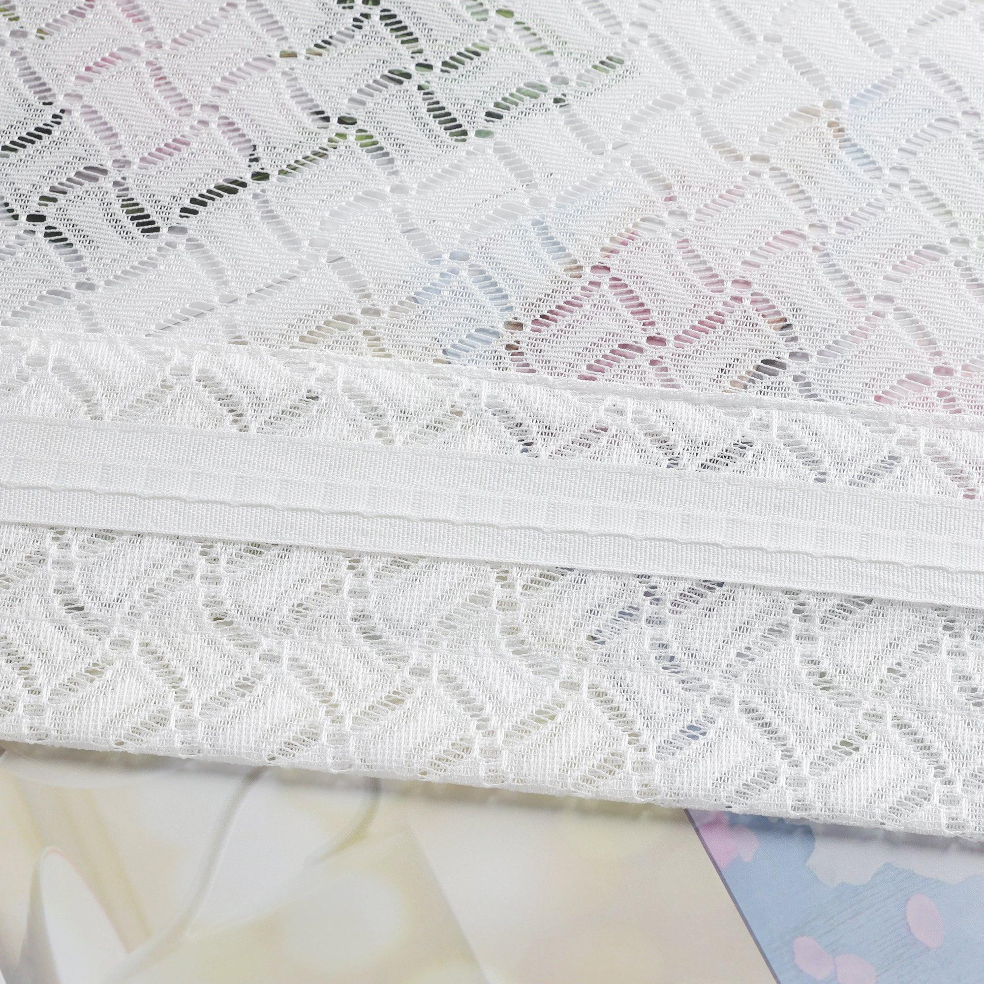 2er Set Scheibengardinen Jacquard Bistrogardine durch Tunnelzug Kurzgardinen Halbtransparent Weiß - Joyswahl