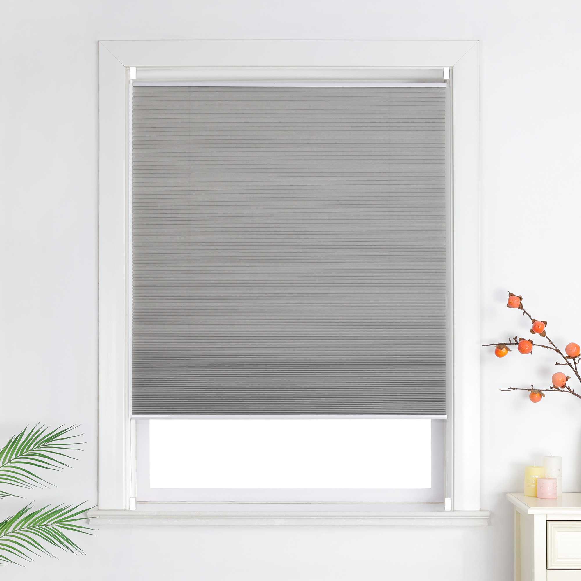 Plissee Gardinen Grau mit Wabenstruktur - Joyswahl