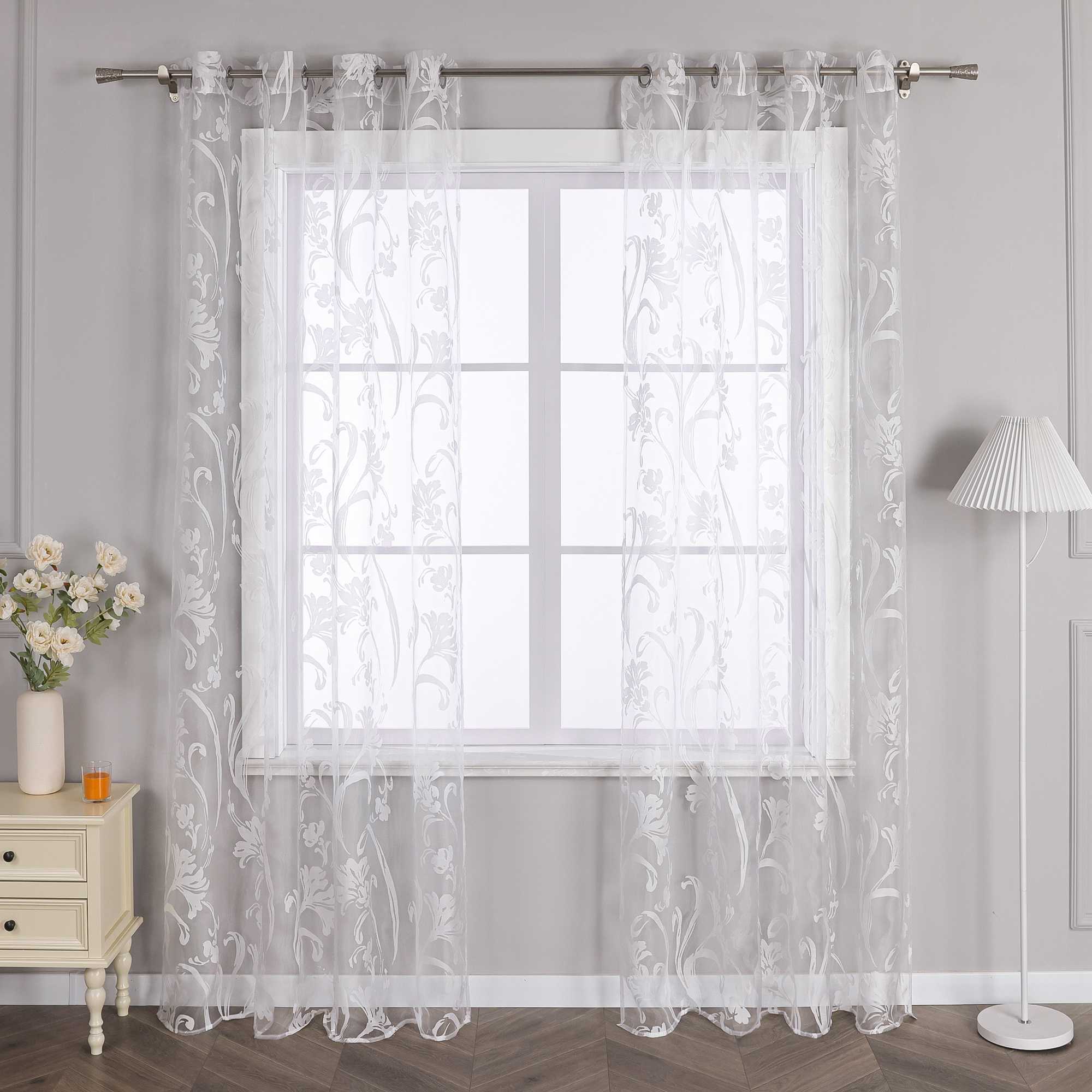 Vorhang mit Blumenmuster transparent Wohnzimmer Schlafzimmer  1 stück - Joyswahl