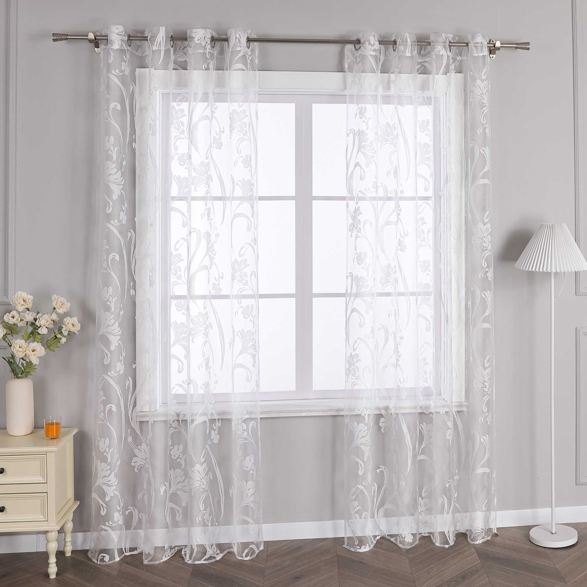 Vorhang mit Blumenmuster transparent Wohnzimmer Schlafzimmer  1 stück - Joyswahl