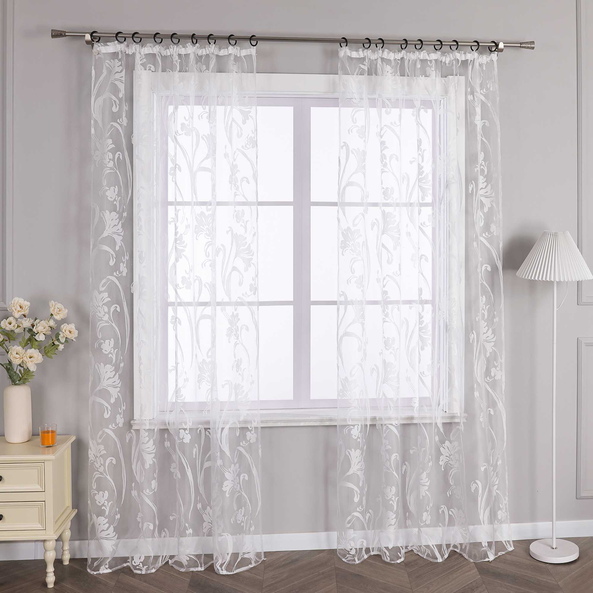 Vorhang mit Blumenmuster transparent Wohnzimmer Schlafzimmer  1 stück - Joyswahl