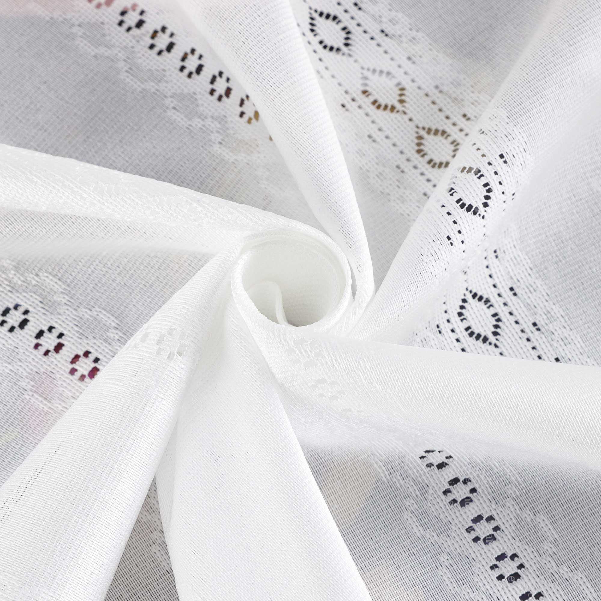 Transparente Scheibengardine mit Rautenprägung und Quaste 1 Stück