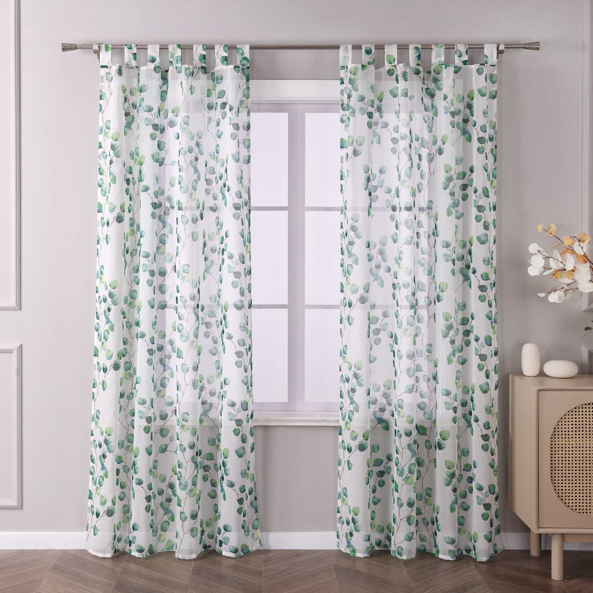 Voile-Vorhang Schlaufenschal Transparente Luftig Blätterdruck 1 Stück - Joyswahl