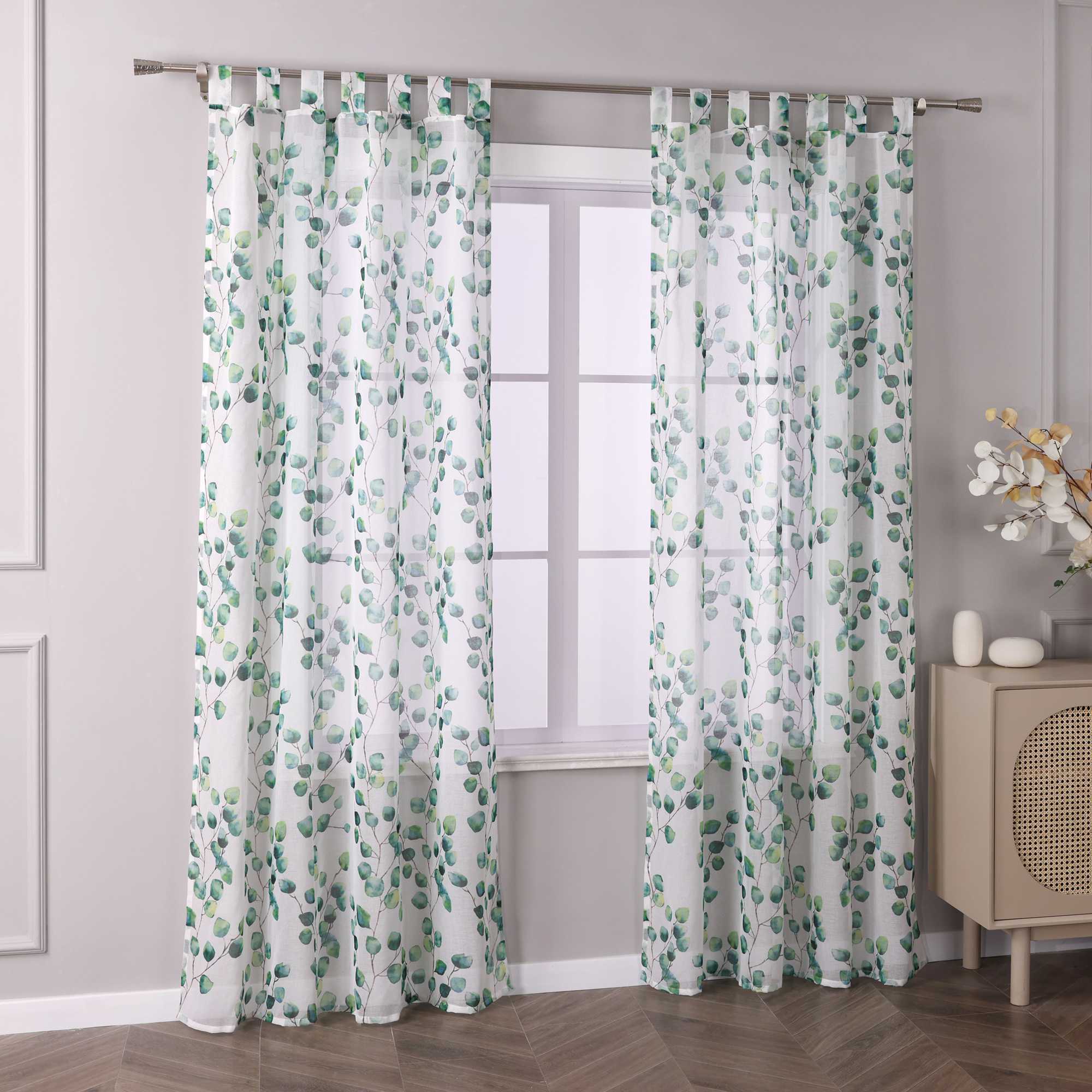 Voile-Vorhang Schlaufenschal Transparente Luftig Blätterdruck 1 Stück - Joyswahl