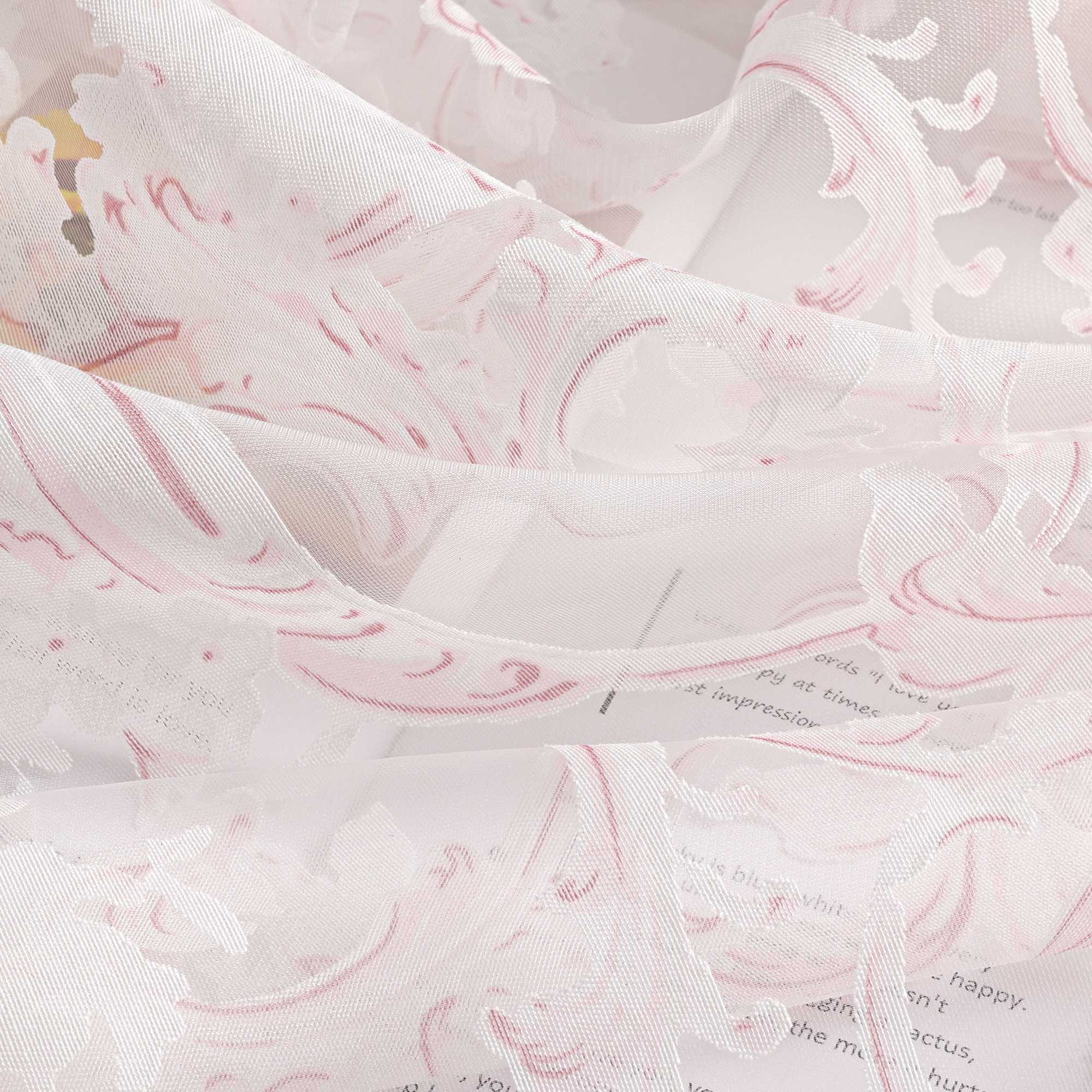 Eleganter Ösenschal mit Phönixblütenmuster | Transparente Voile Gardine für Schlafzimmer und Wohnzimmer - Joyswahl