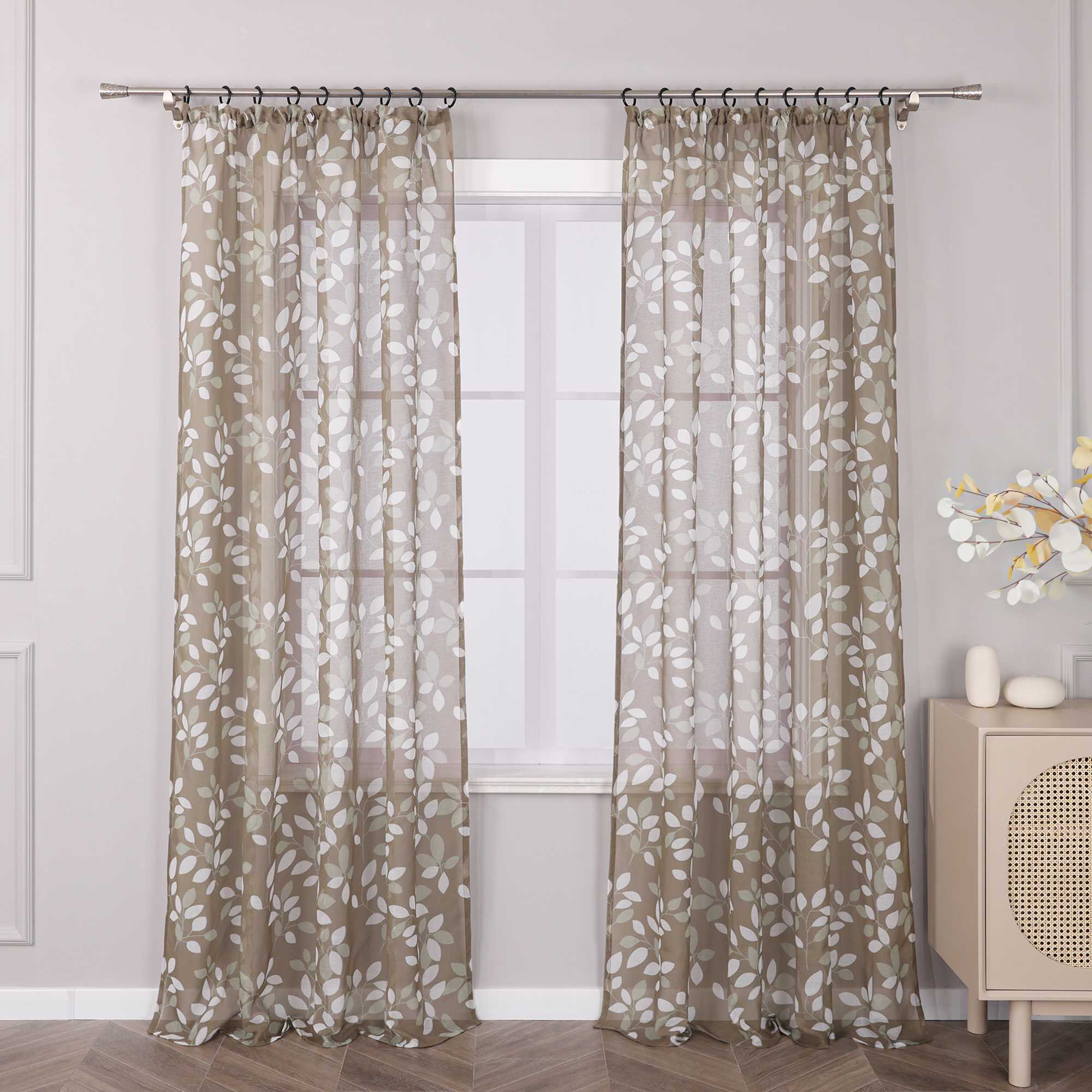 Transparenter Vorhang mit floralem Muster lichtdurchlässiger Fensterschal Wohnzimmer 1 Stück - Joyswahl