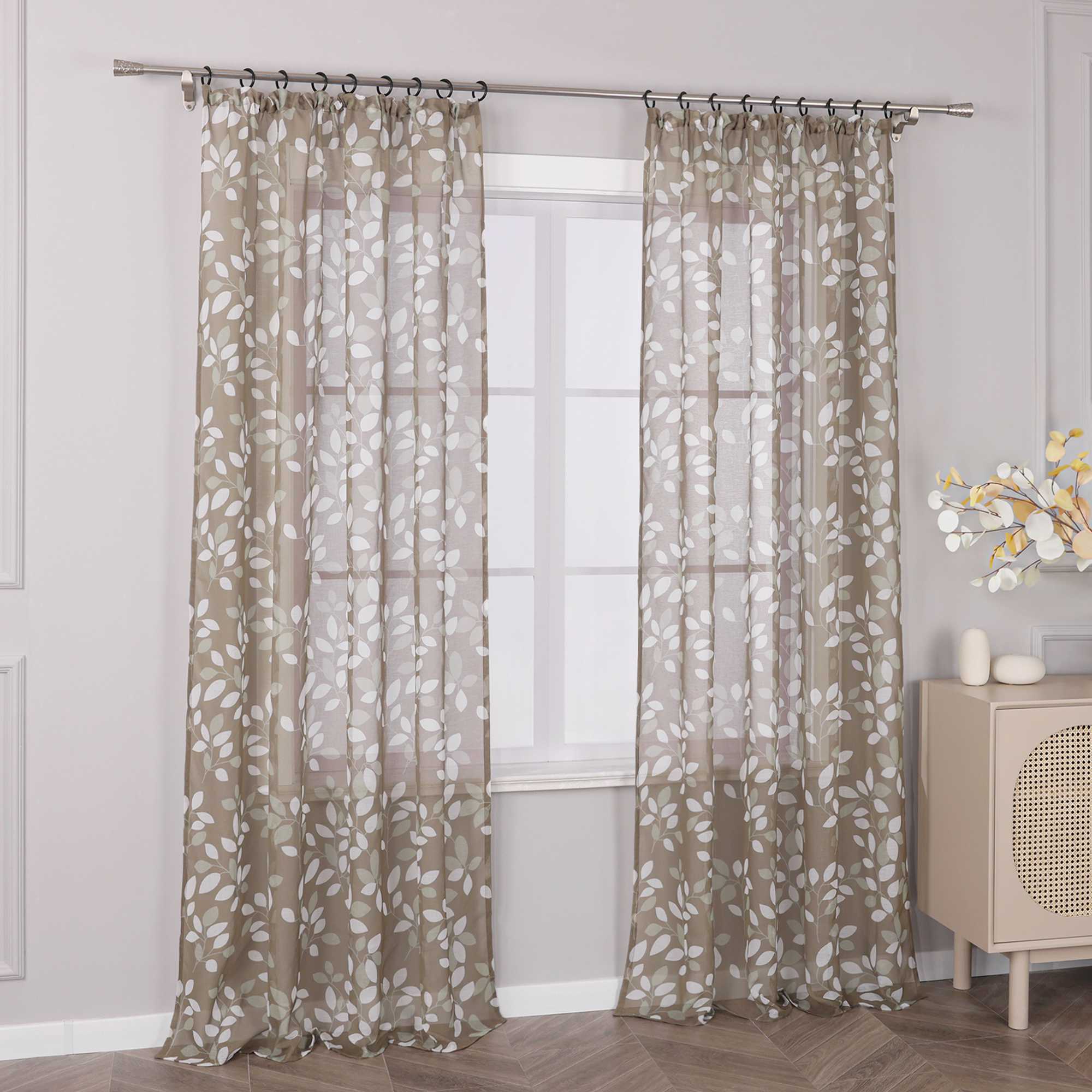 Transparenter Vorhang mit floralem Muster lichtdurchlässiger Fensterschal Wohnzimmer 1 Stück - Joyswahl