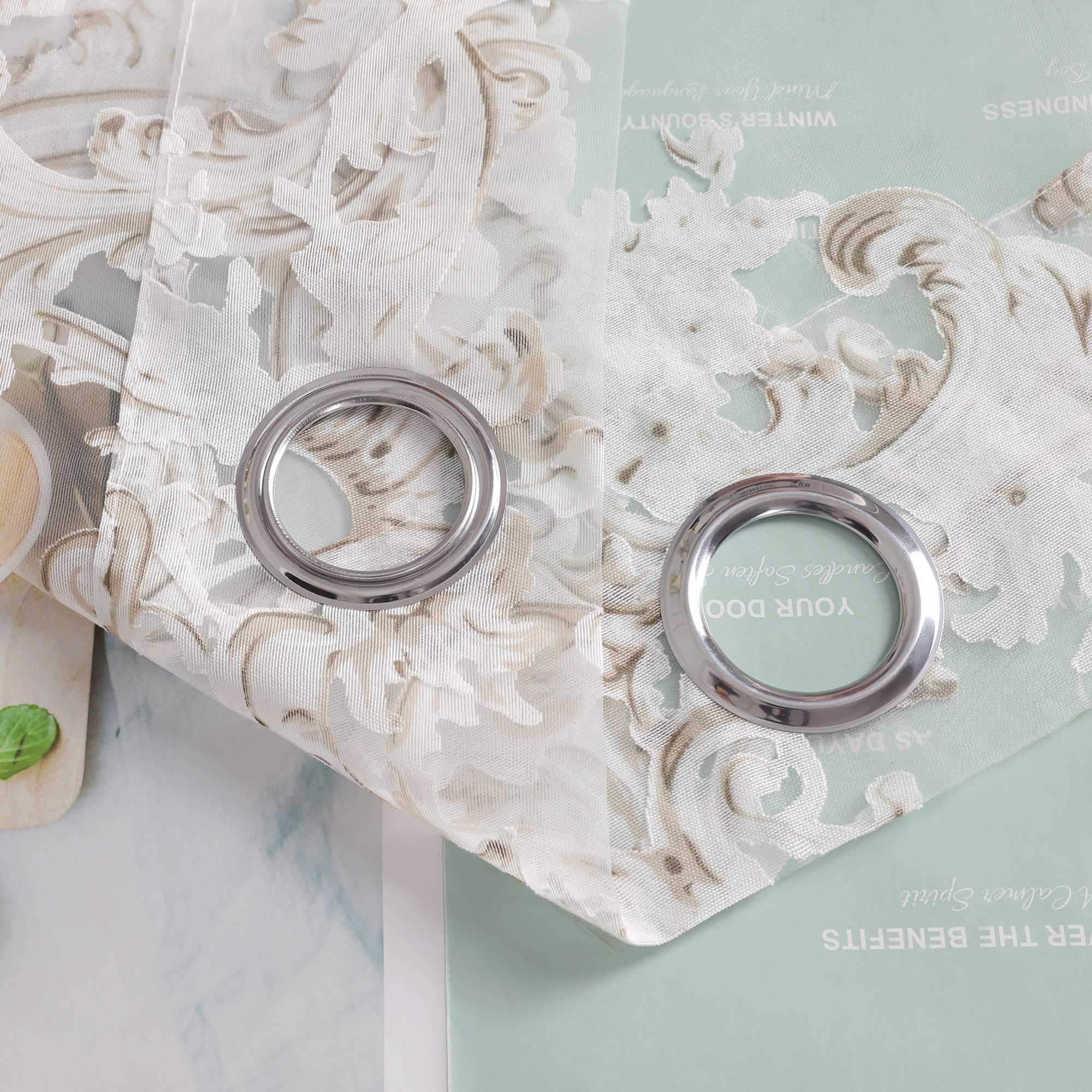 Eleganter Ösenschal mit Phönixblütenmuster | Transparente Voile Gardine für Schlafzimmer und Wohnzimmer - Joyswahl