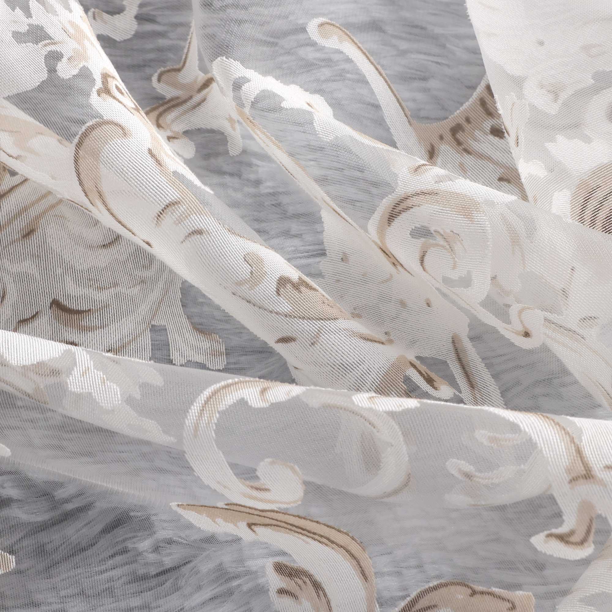 Eleganter Ösenschal mit Phönixblütenmuster | Transparente Voile Gardine für Schlafzimmer und Wohnzimmer - Joyswahl