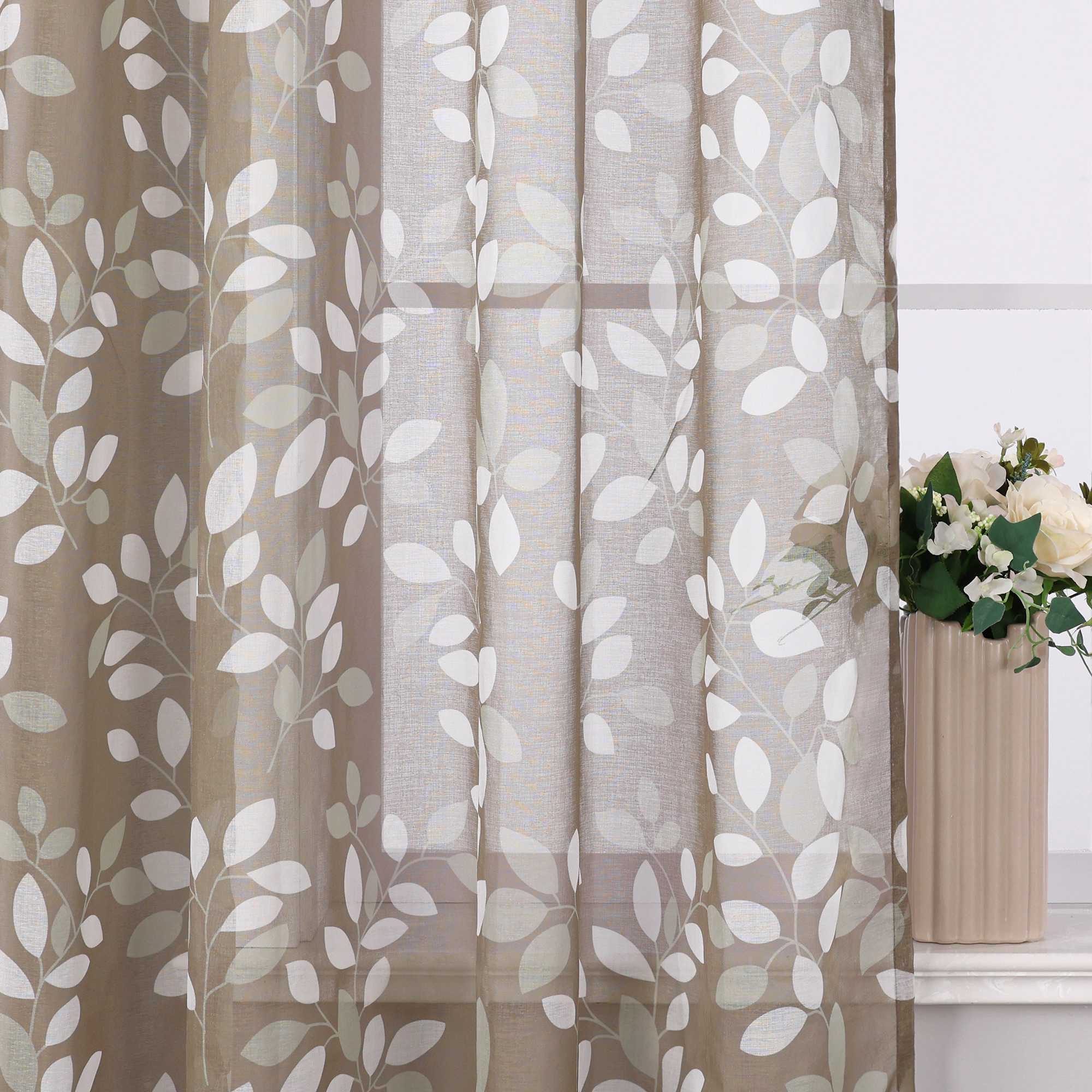 Transparenter Vorhang mit floralem Muster lichtdurchlässiger Fensterschal Wohnzimmer 1 Stück - Joyswahl