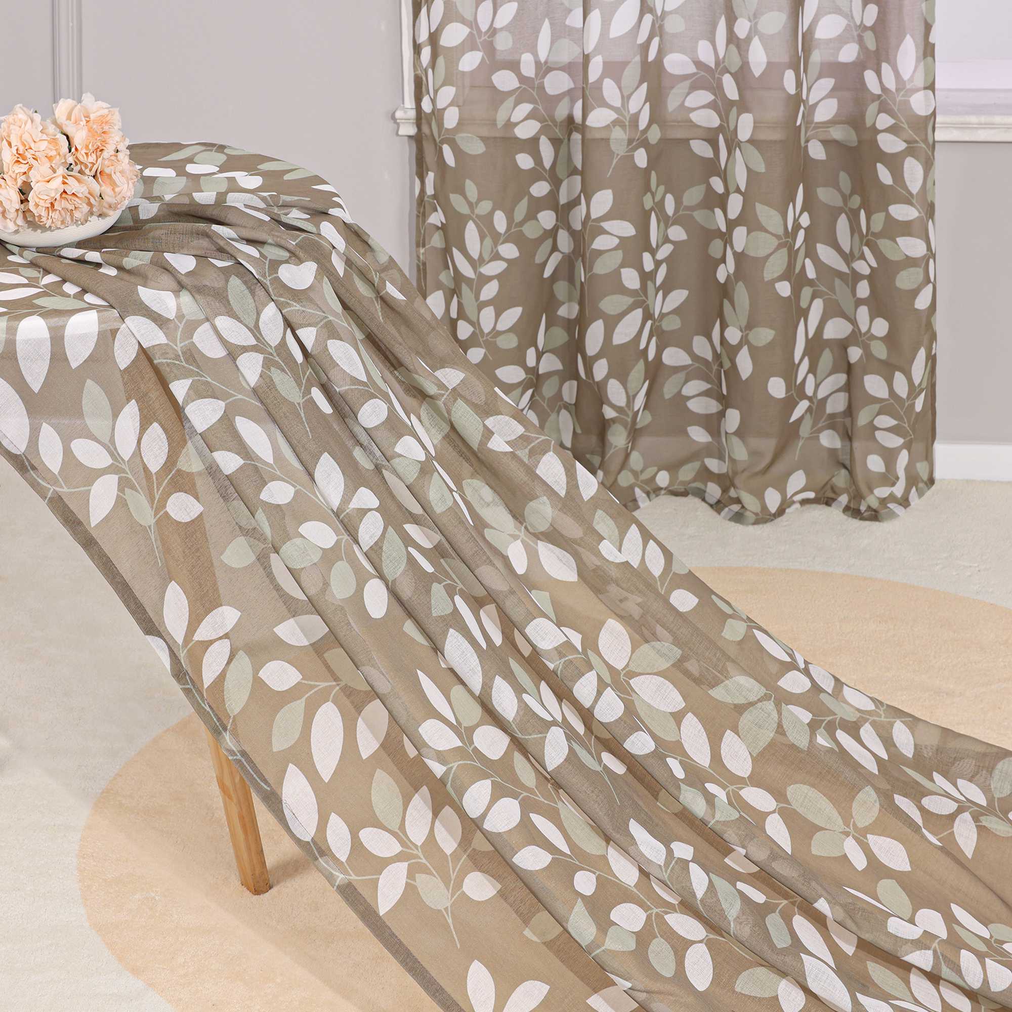 Transparenter Vorhang mit floralem Muster lichtdurchlässiger Fensterschal Wohnzimmer 1 Stück - Joyswahl