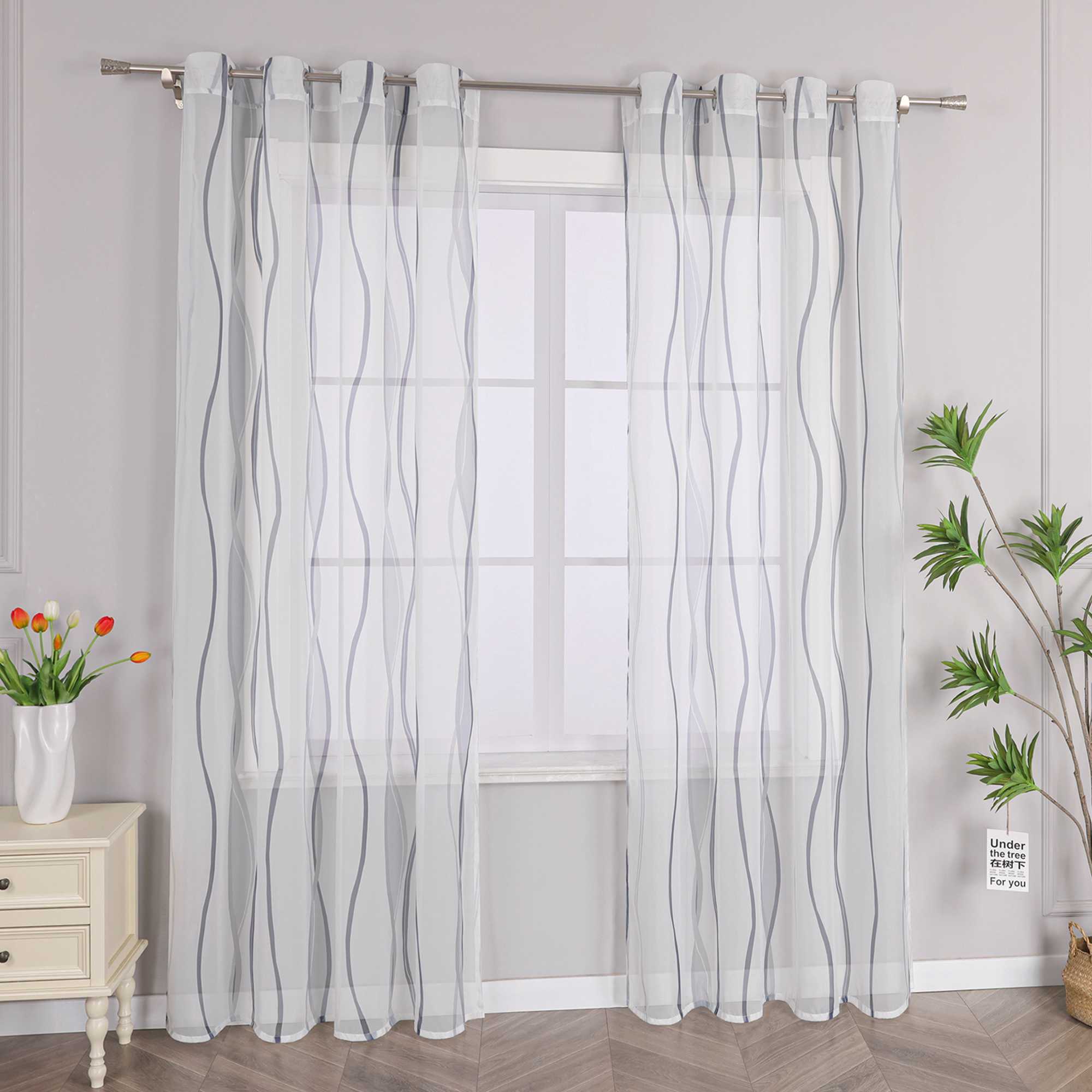 Vorhang Ösenschal mit bunten Wellenmustern Halbtransparent 1 stück - Joyswahl