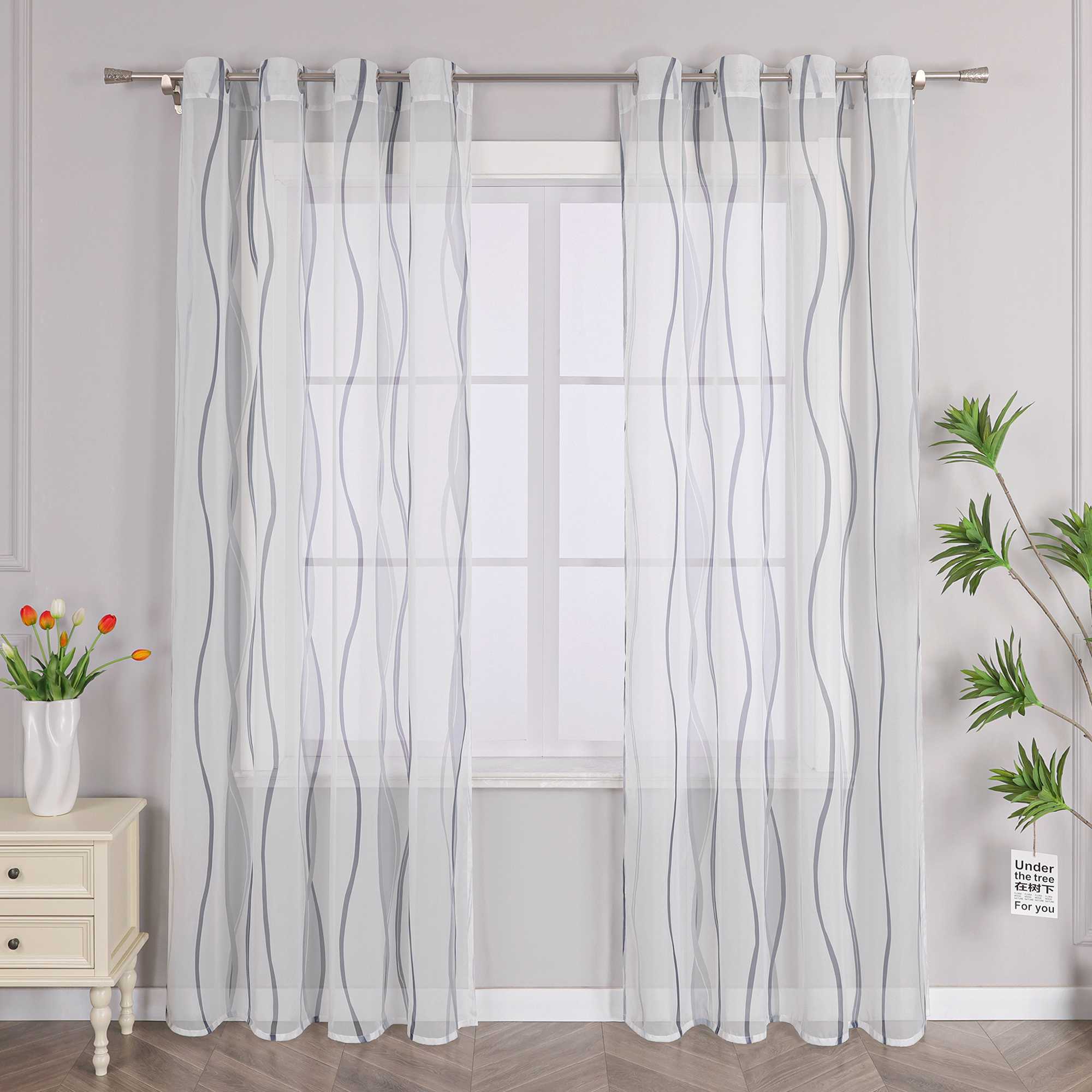 Vorhang Ösenschal mit bunten Wellenmustern Halbtransparent 1 stück - Joyswahl