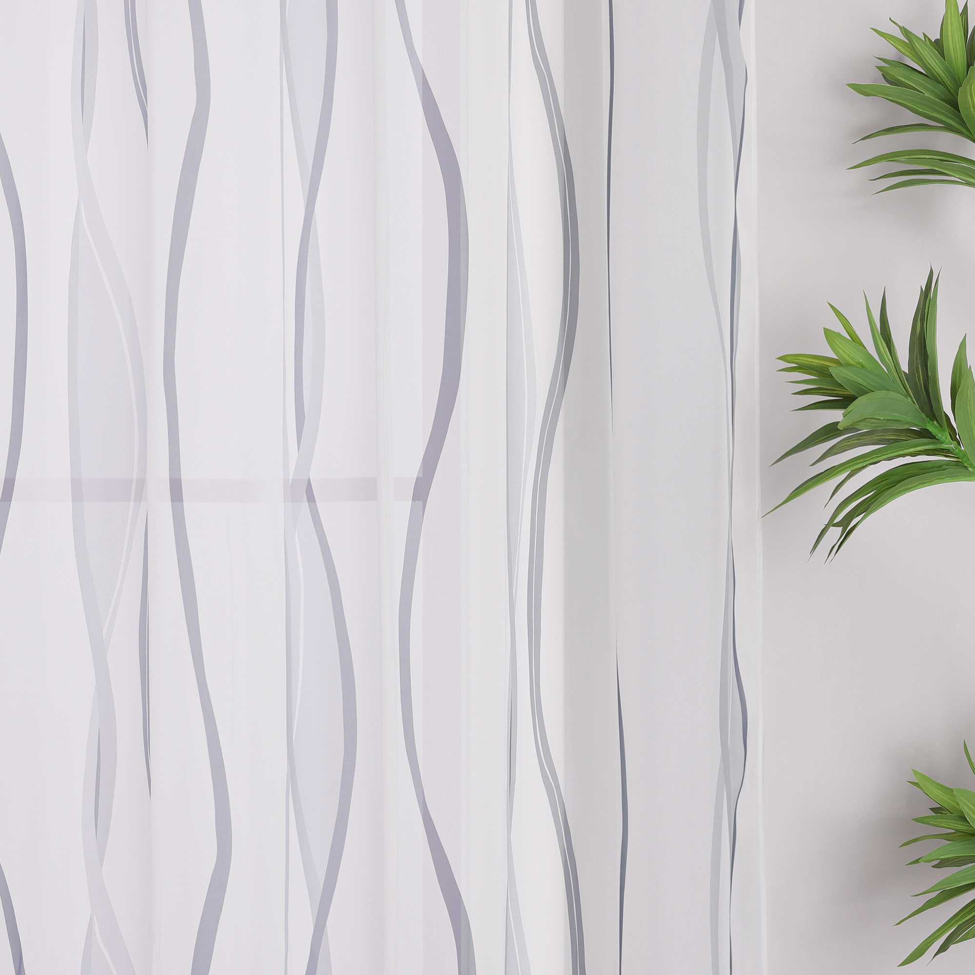 Vorhang Schlaufenschal aus Polyester mit bunten Wellenmustern tranparent 1 stück - Joyswahl