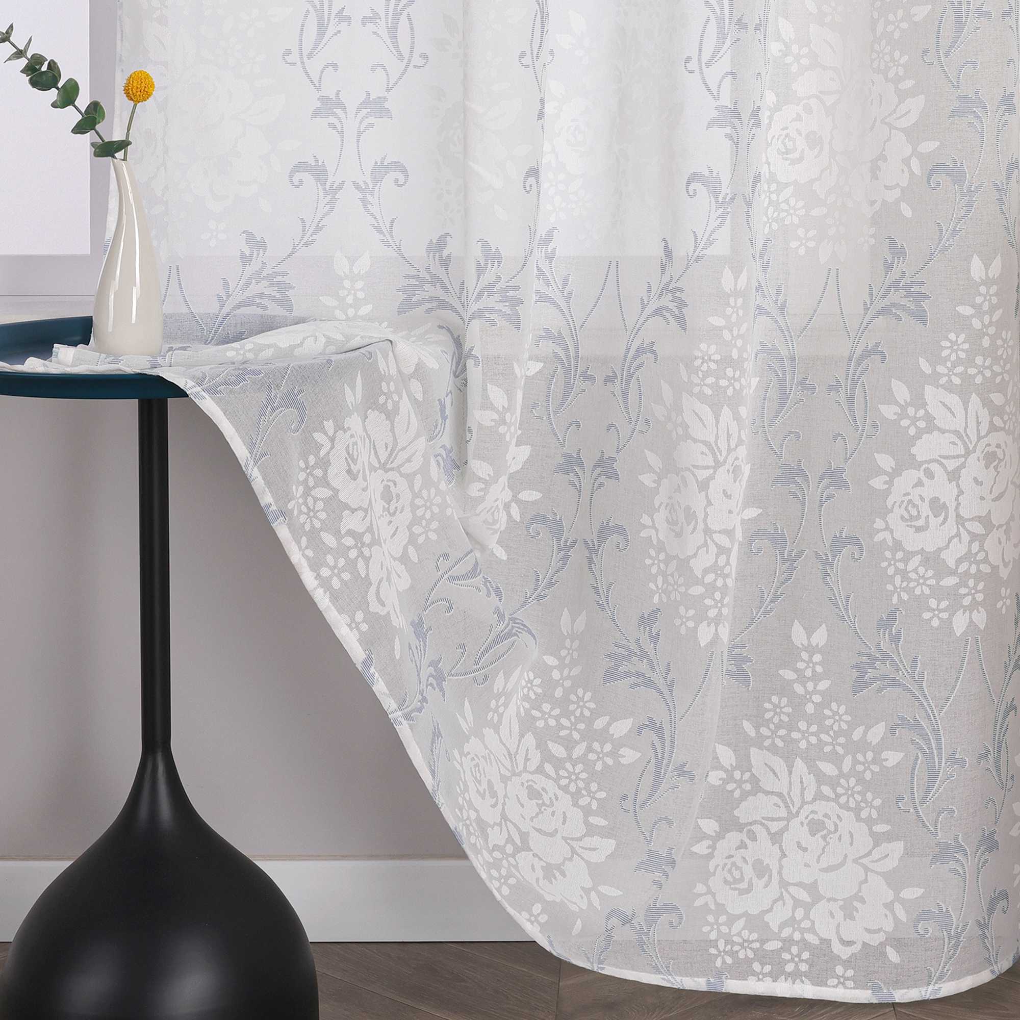 Elegante Transparente Gardinen mit Rankenmuster Ösenschal 1 stück - Joyswahl