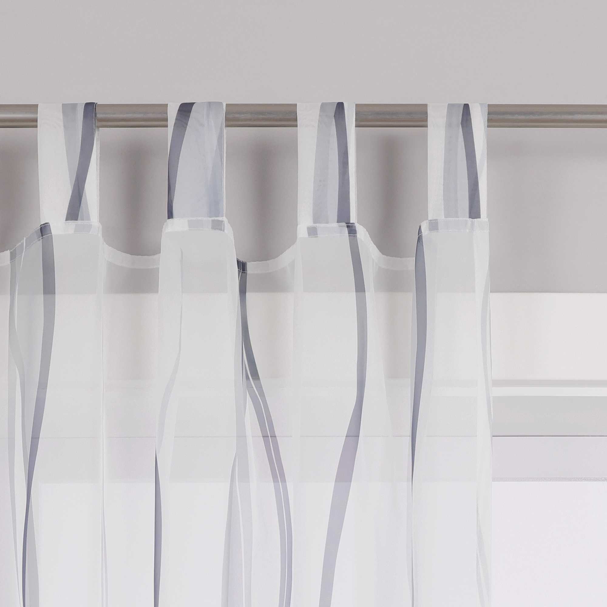 Vorhang Schlaufenschal aus Polyester mit bunten Wellenmustern tranparent 1 stück - Joyswahl