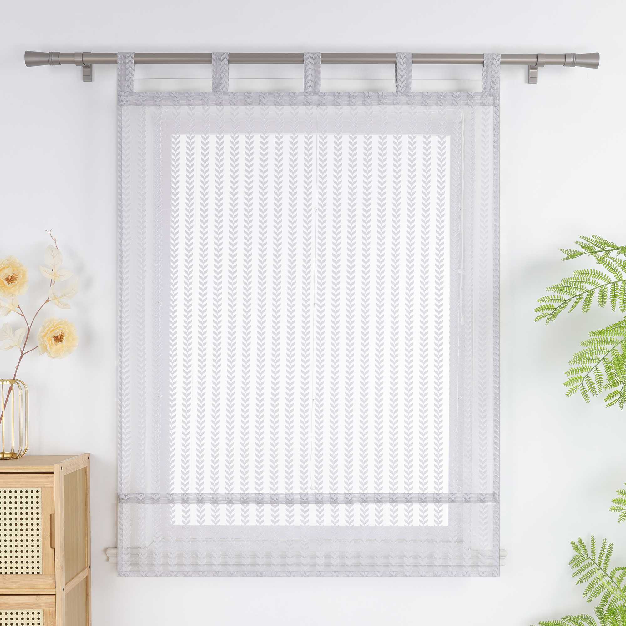 Raffrollo Transparent Mit durchbrochenem Blattmuster und Schlaufenaufhängung - Joyswahl