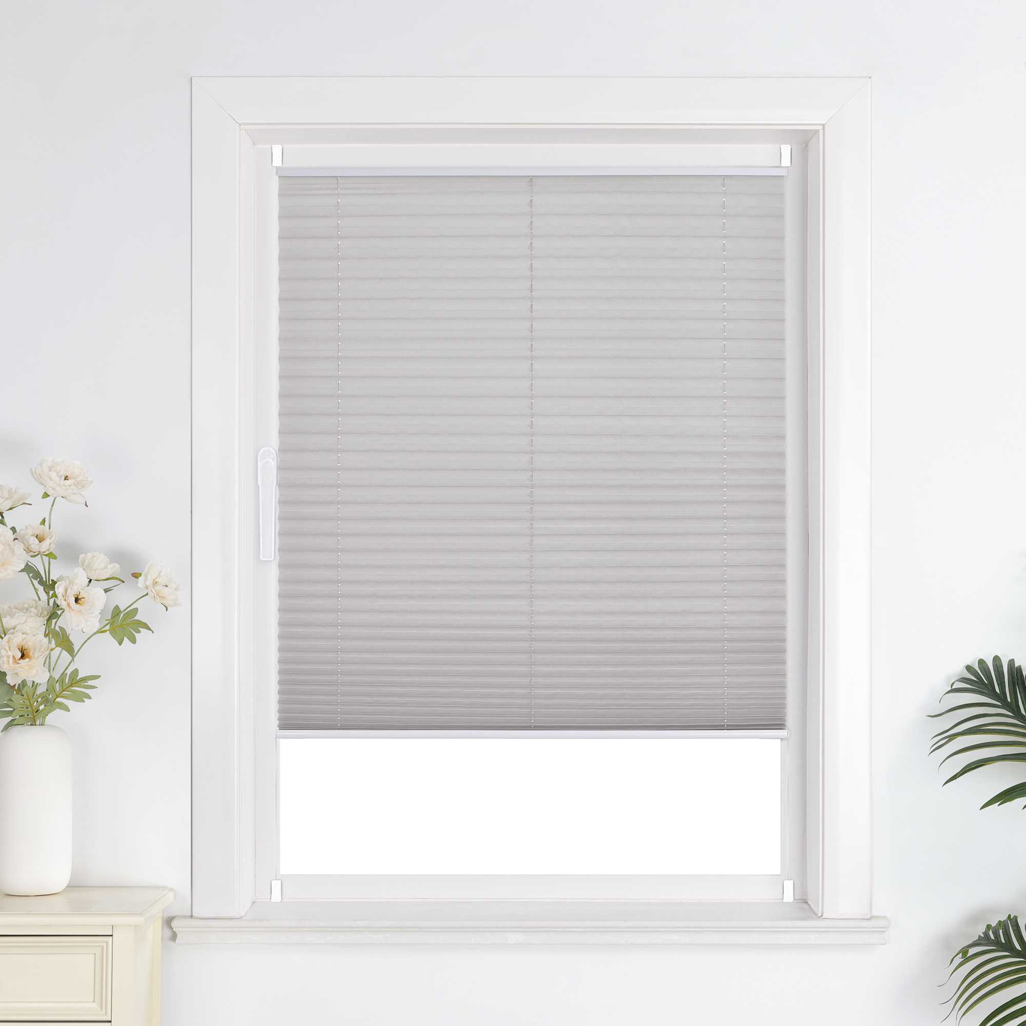 Plissee Rollo Grau ohne Bohren aus Polyester 1 stück - Joyswahl