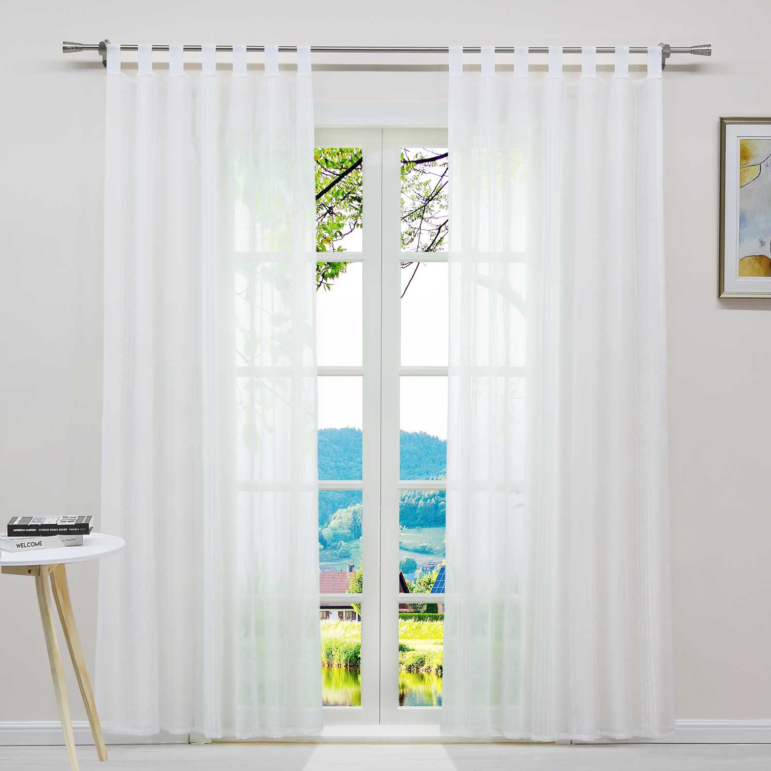 Vorhang 2er Set Voile Gardinen mit vertikalen Streifen Modern Transparent Schlafzimmer Wohnzimmer 2 Stück - Joyswahl